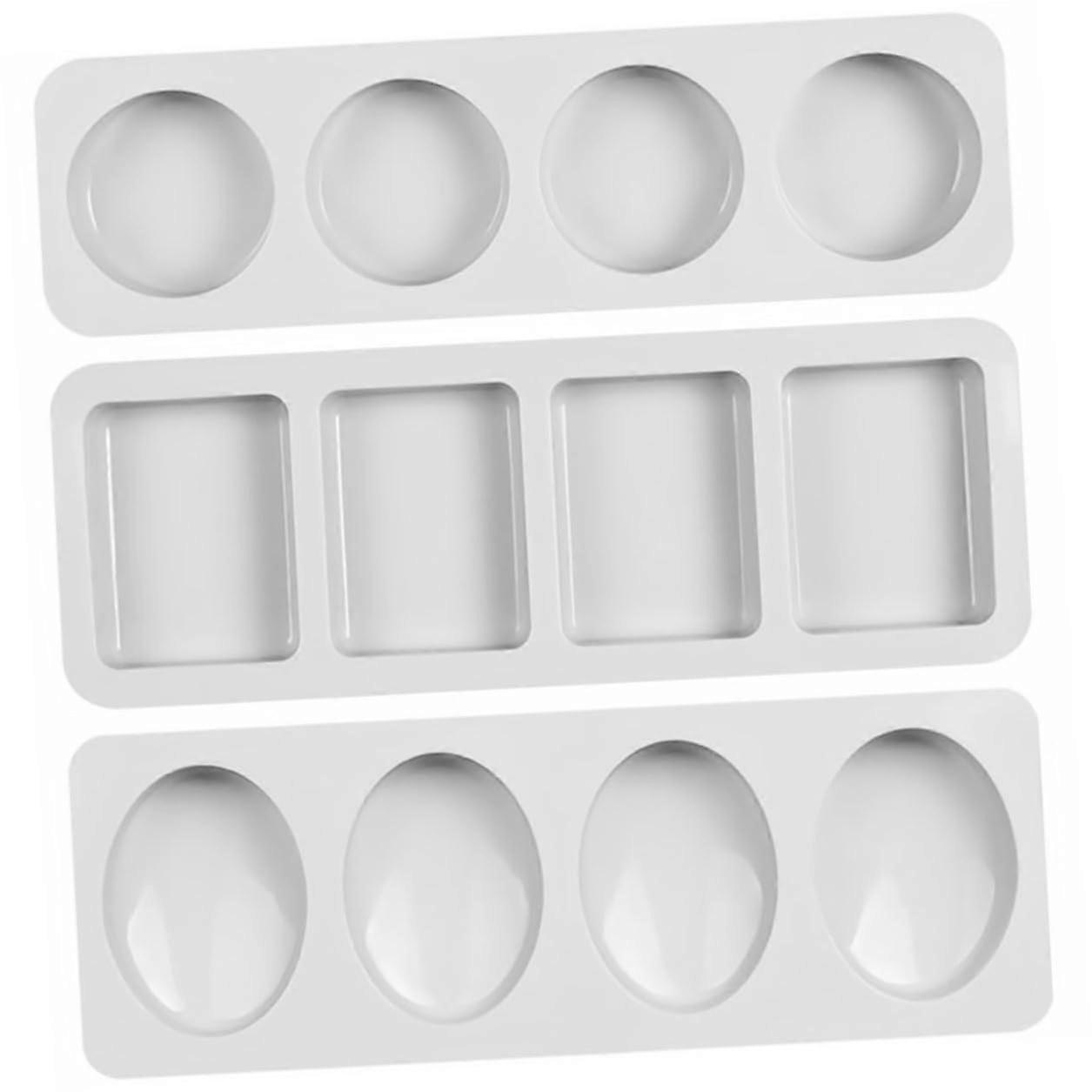 3 Pcs Silicone Soap Molds Set with Round Square Oval Shapes, NonStick Easy Release for Handmade Soap