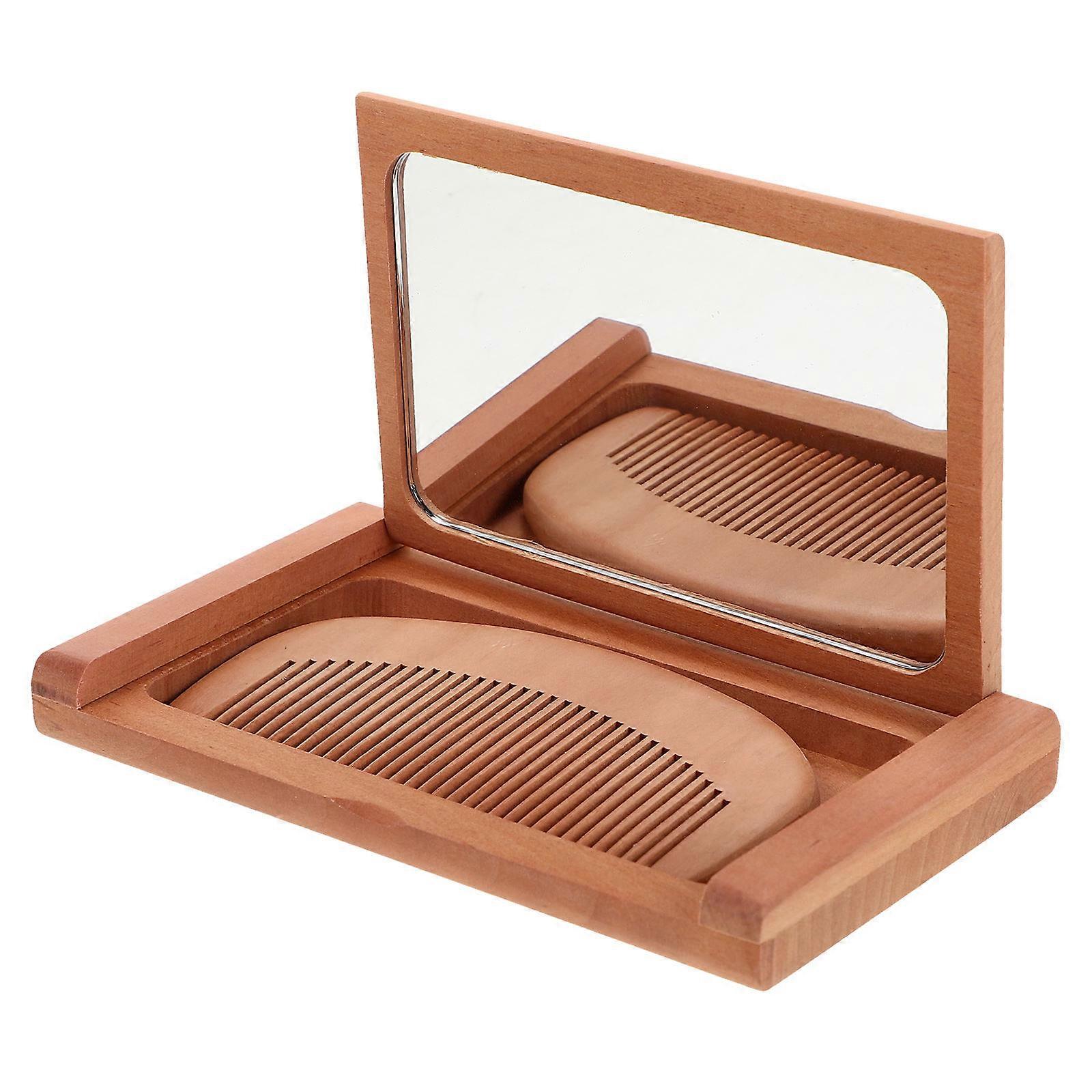 Wood Mirror Vintage Foldable for Handheld Use 3Pcs Compact Foldable Mirror