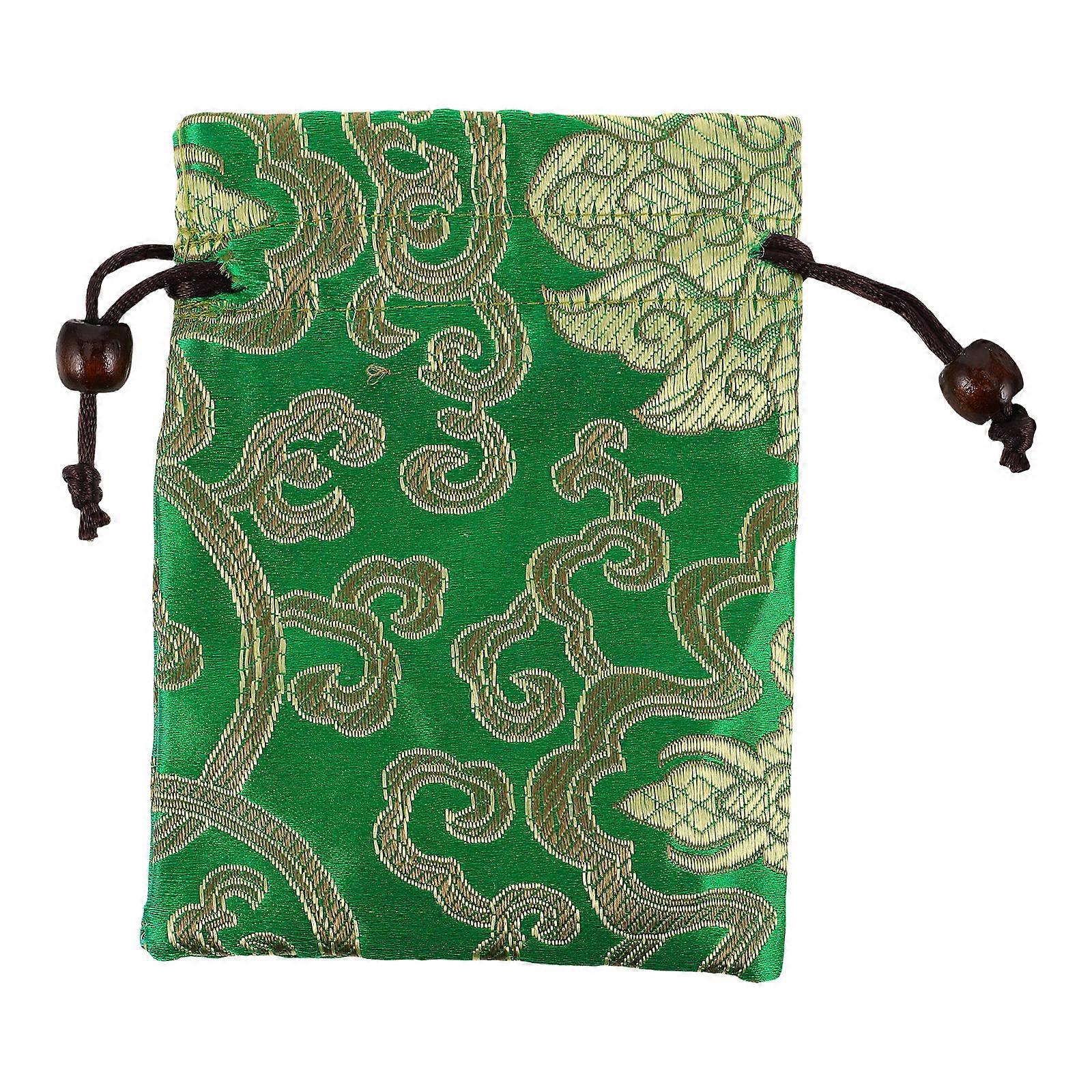 Durable Silk Brocade Pouch for Singing Bowl with Drawstring Closure
