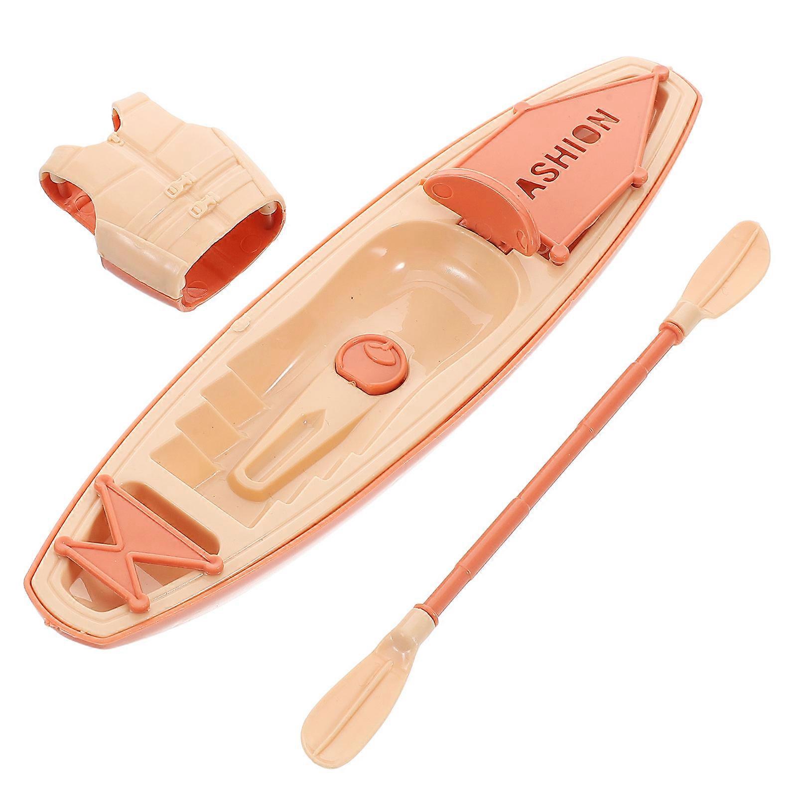 Assorted Color Kayak Model for Decoration 1Set with Plastic Paddles