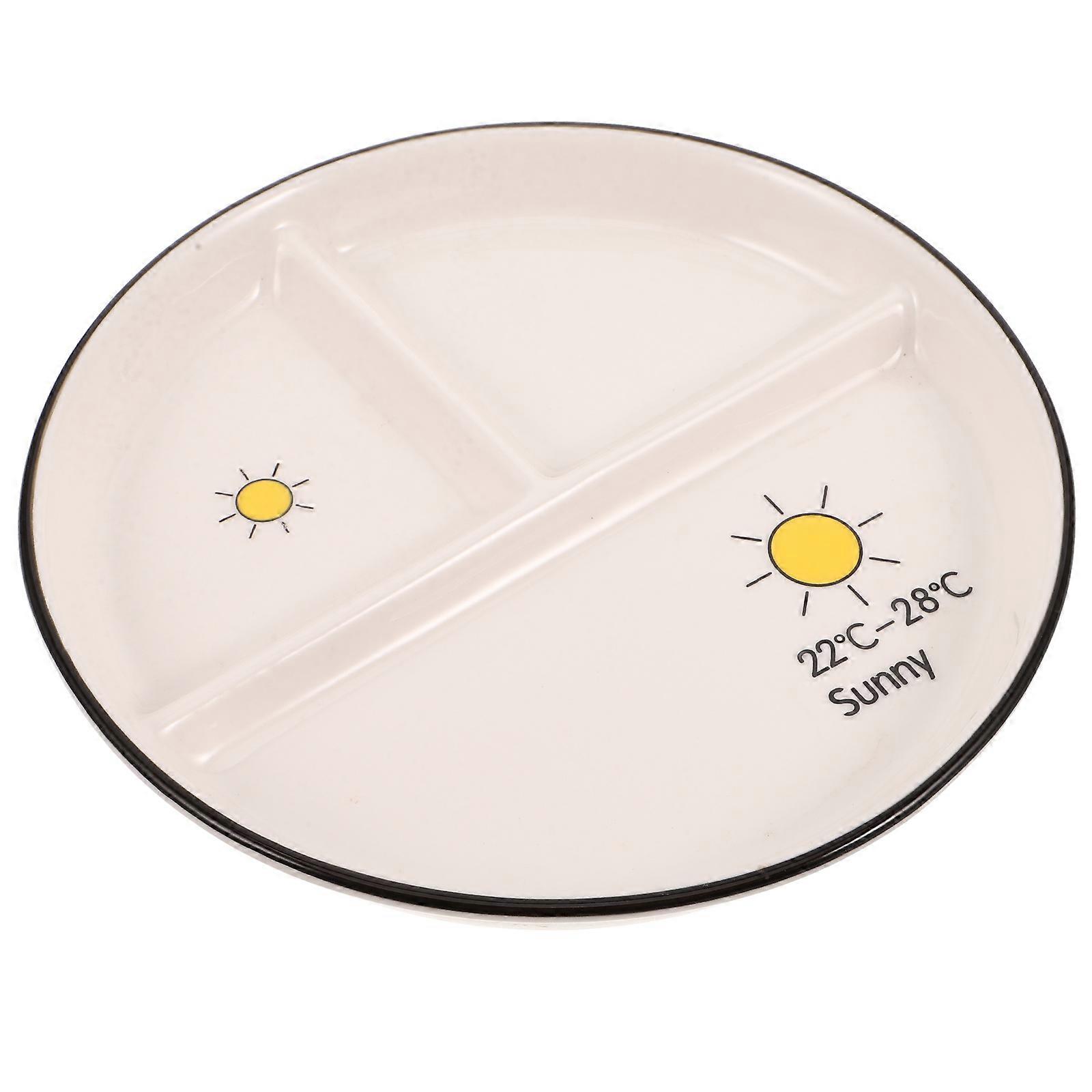 Divided Ceramic Plate Multi-Functional Portion Control Dish for Home Use