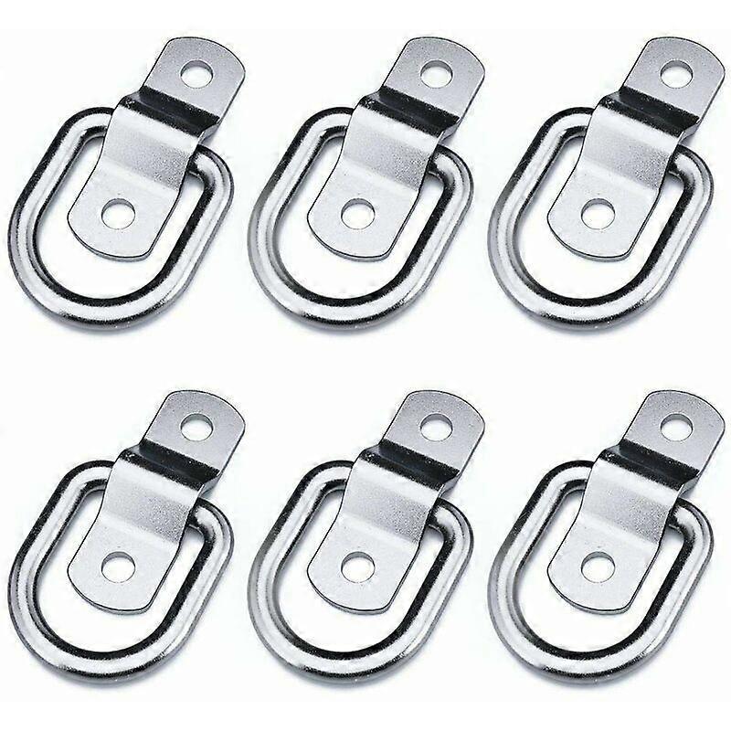 Set of 6 heavy-duty tie-down rings for mounting, securing, strap, cleat, hook, hitch, trailer anchor, with two carabiners, with a length of 4 mm and 1