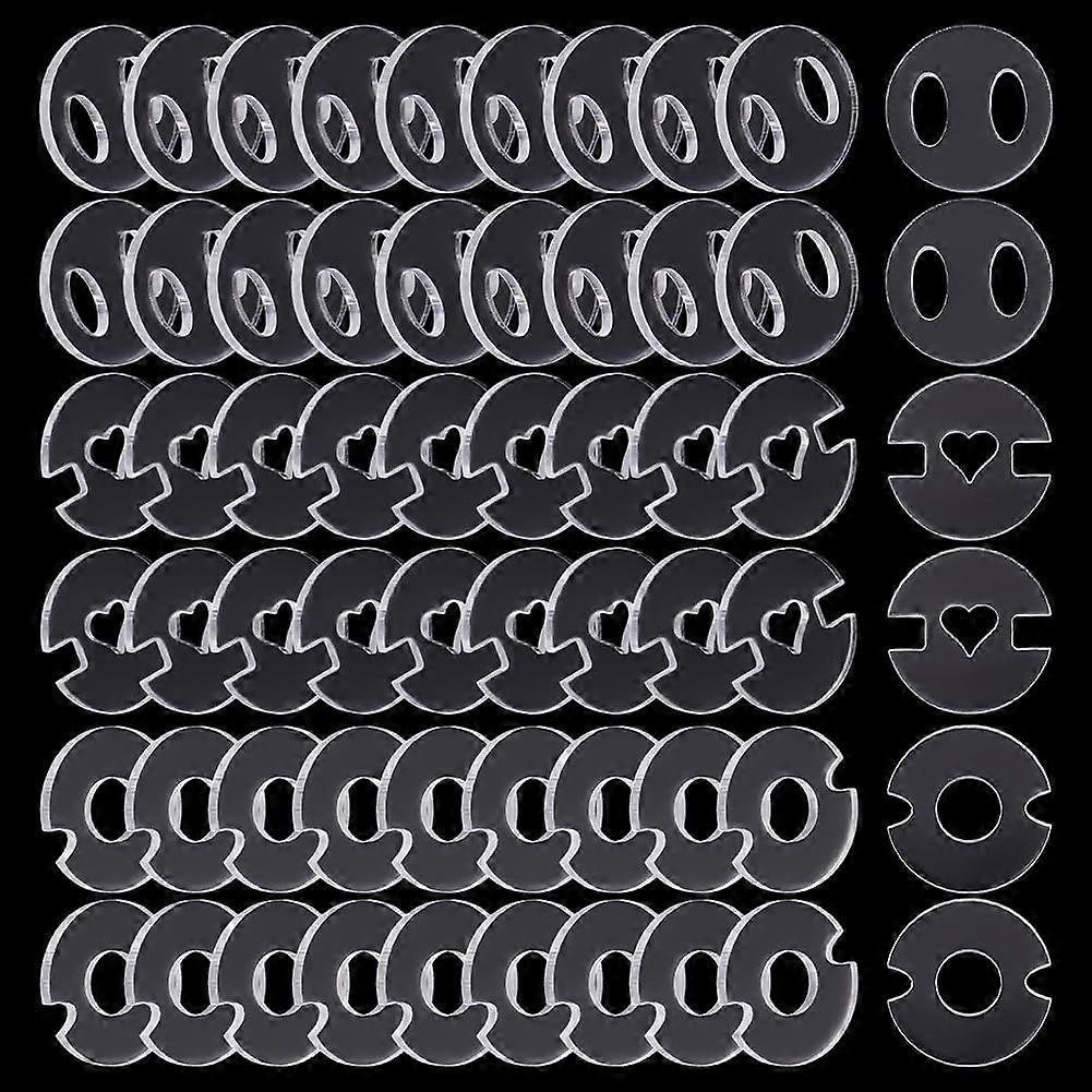 60Pcs Buttons for Hats 3 Styles Acrylic Pompoms Button Clear Knitted Hat Making Fastener Tool Hollow Removable Holder for Knit Beanies and Toques Deco