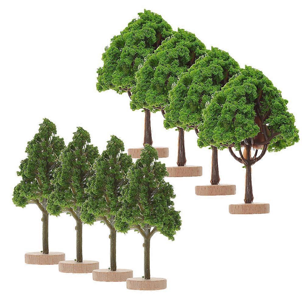 Miniature Green Trees for Micro Landscape Decor 8Pcs Simulation Model