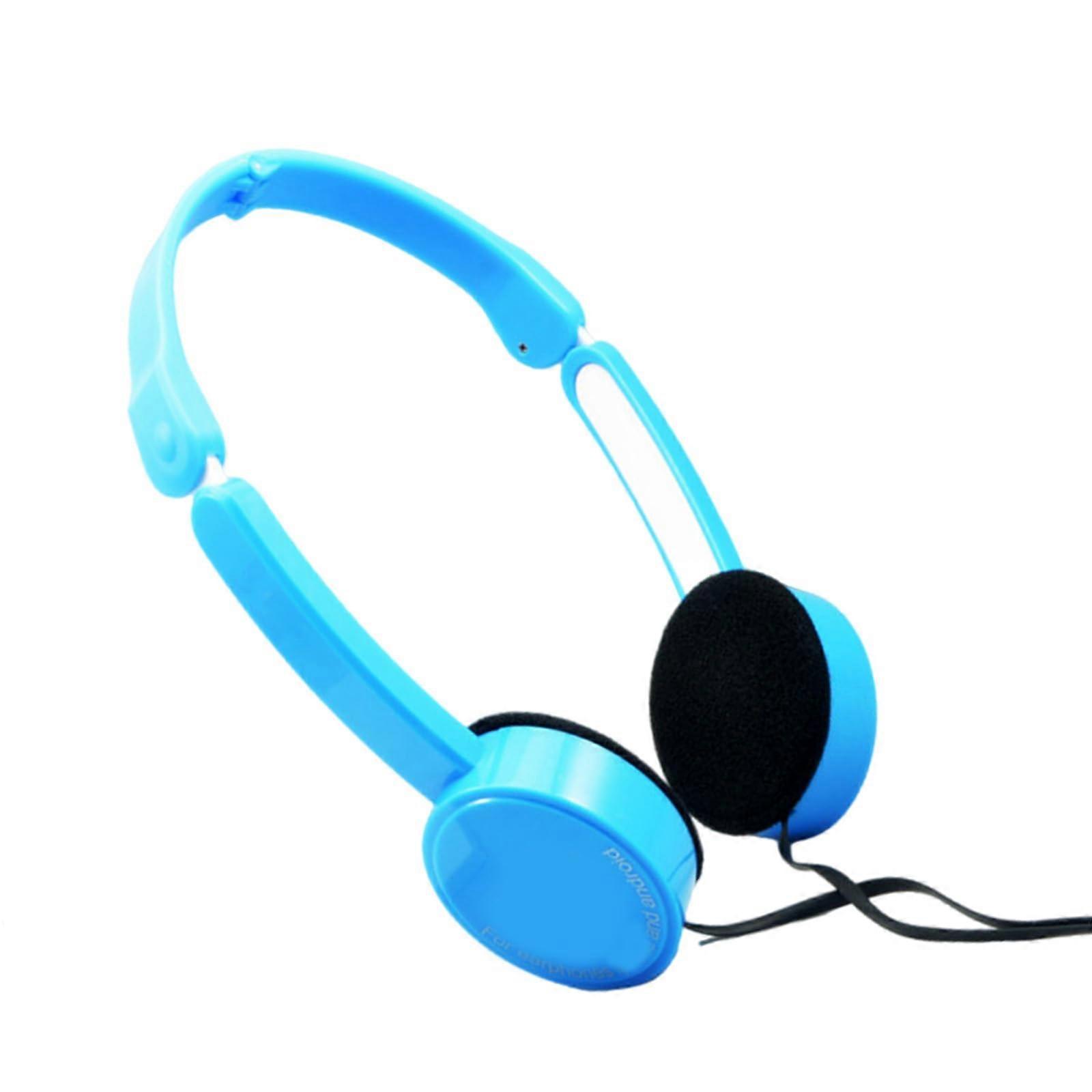 Foldable OverEar Headphone Corded NoiseIsolating Stereo Headset With Microphone 3.5mm Blue For Adults And Teens