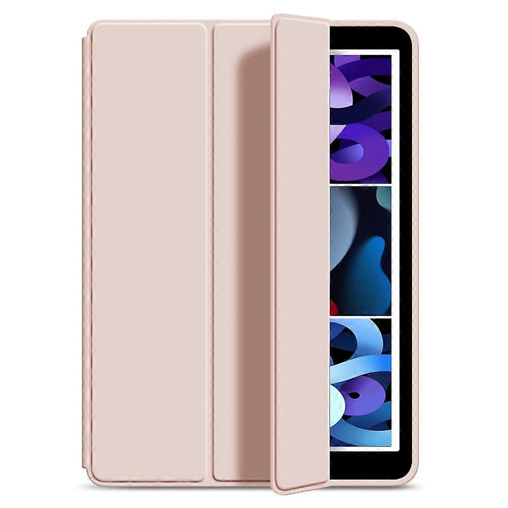 Capa elegante para iPad Pro 2018 de 11 polegadas com três dobras laterais em couro macio rosa bebê.