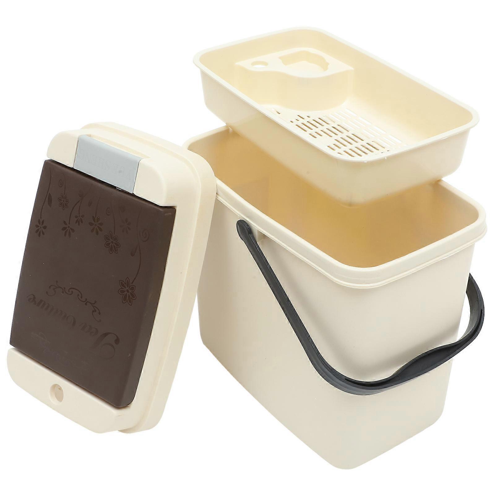 Bedside Trash Can Table Trash Can Tea Canister One Button Open Feature 27x26cm Plastic Material 1Pcs