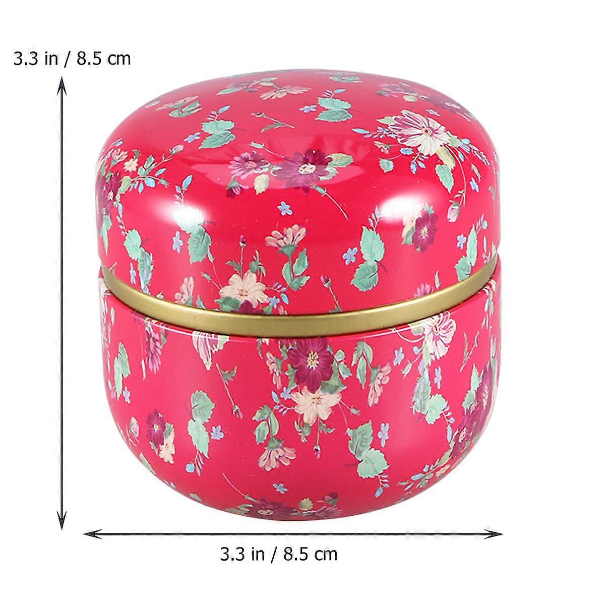 Red Round Candy Jar Tinplate Tea Leaf Organizer for Storage Use