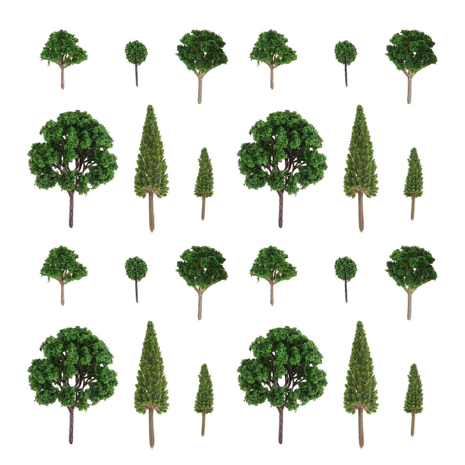 24Pcs Miniature Plastic Trees for Decoration Assorted Color DIY Model Trees