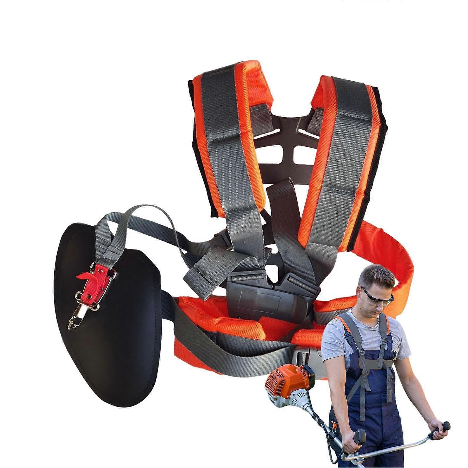 Adjustable Lawn Mower Harness with Breathable Back Panel and Ergonomic Trimmer Shoulder Strap