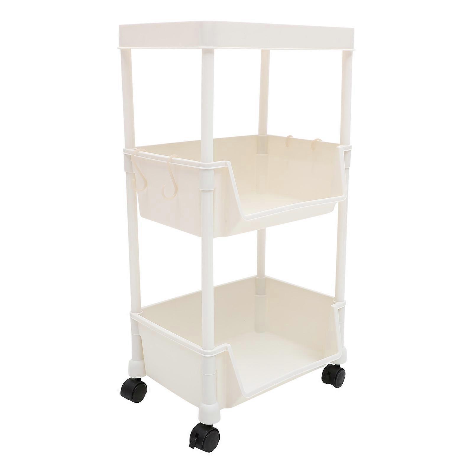 Book Organizer Book Rack for Storage Use 3-Tier Rolling Storage Shelf