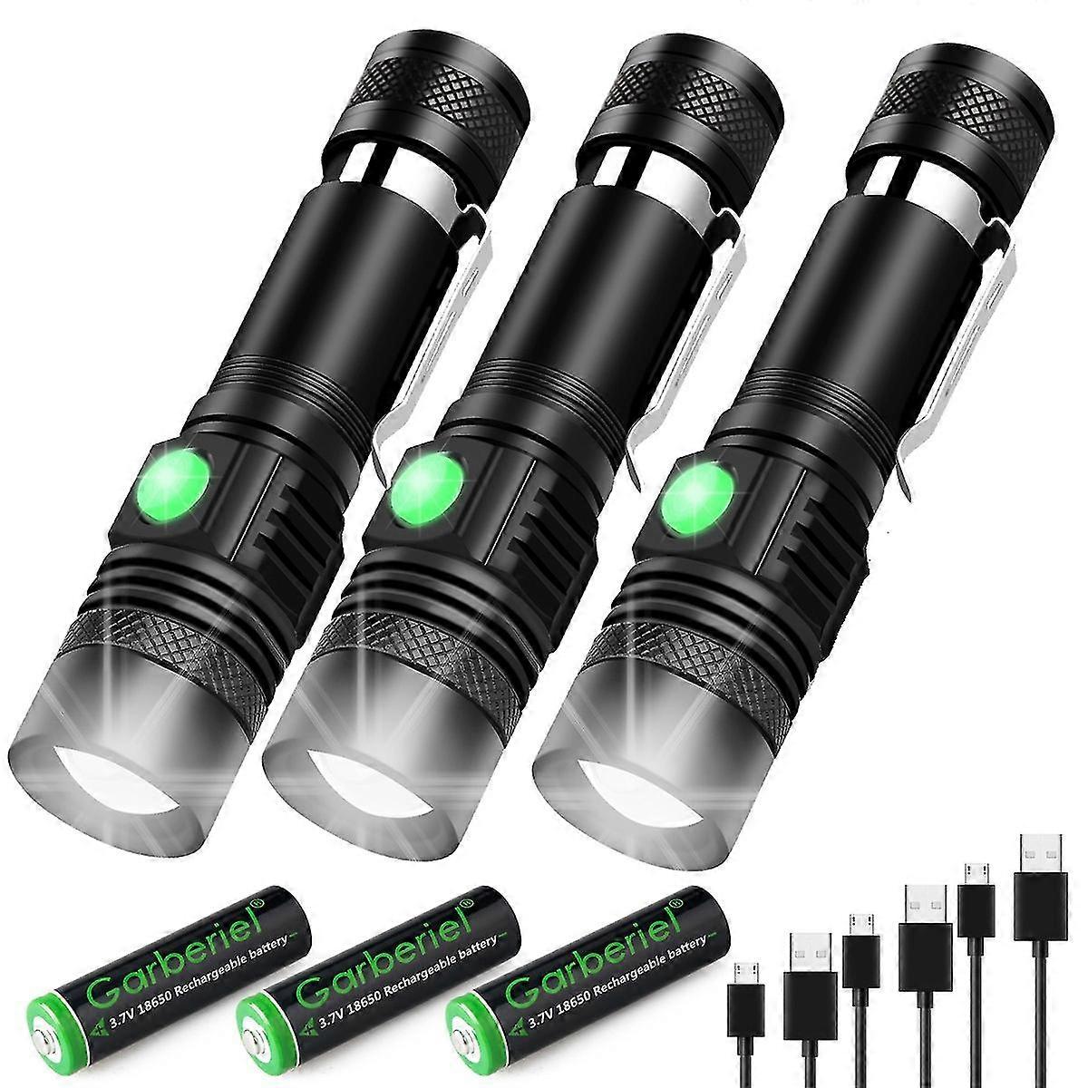 2026 3pcs Tactical 90000lumens Usb Rechargeable Led Flashlight
