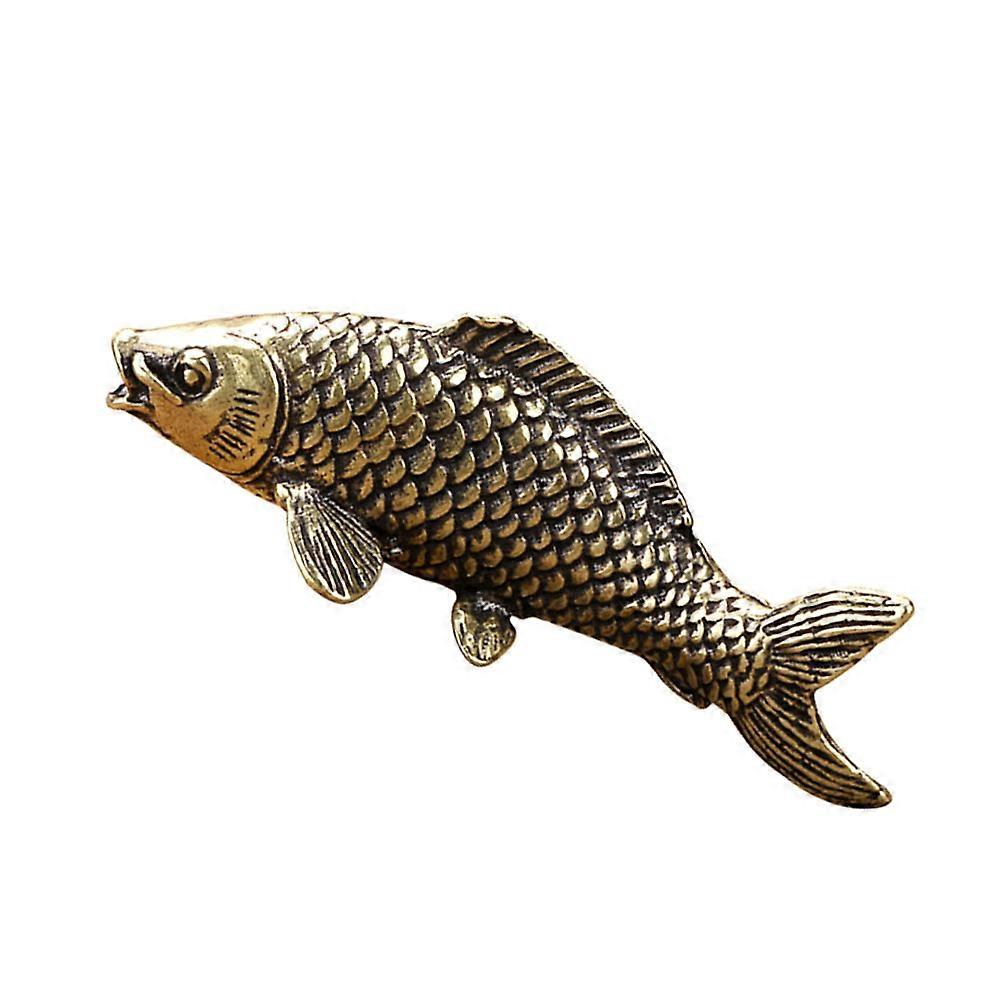 Light Brown Copper Carp Ornament for Desktop Decor Single Item