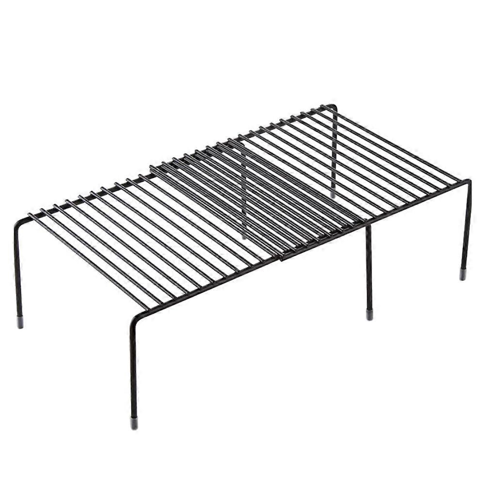 Kitchen Cabinet Expandable Rack Iron Material Rectangular Shape 57x23cm Black Stackable 1Pcs