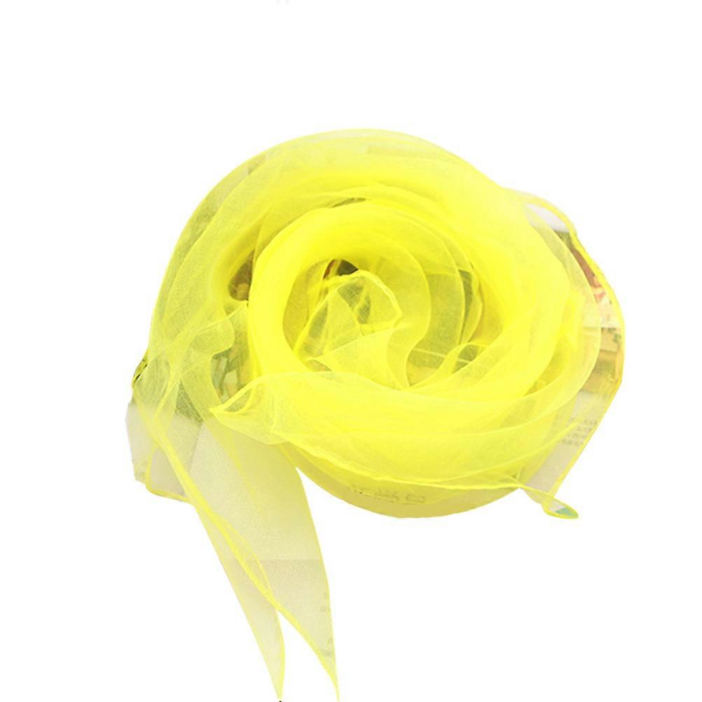 Square Silk Scarf for Dance Performance Luminous Yellow Silk Scarf