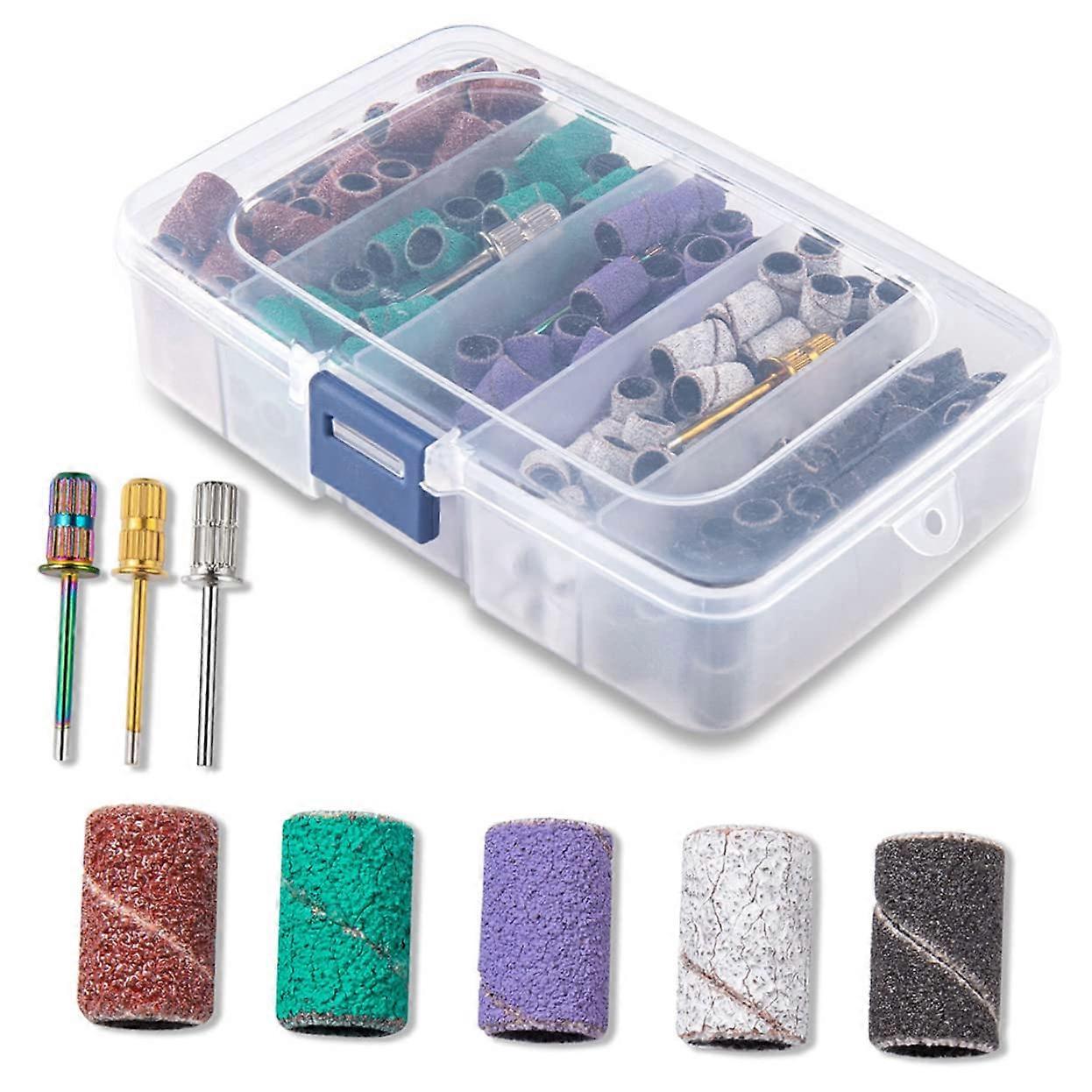 Nail Drill Sanding Bands with Mandrel for Manicure, Durable Multi Purpose Nail Shaping Rings