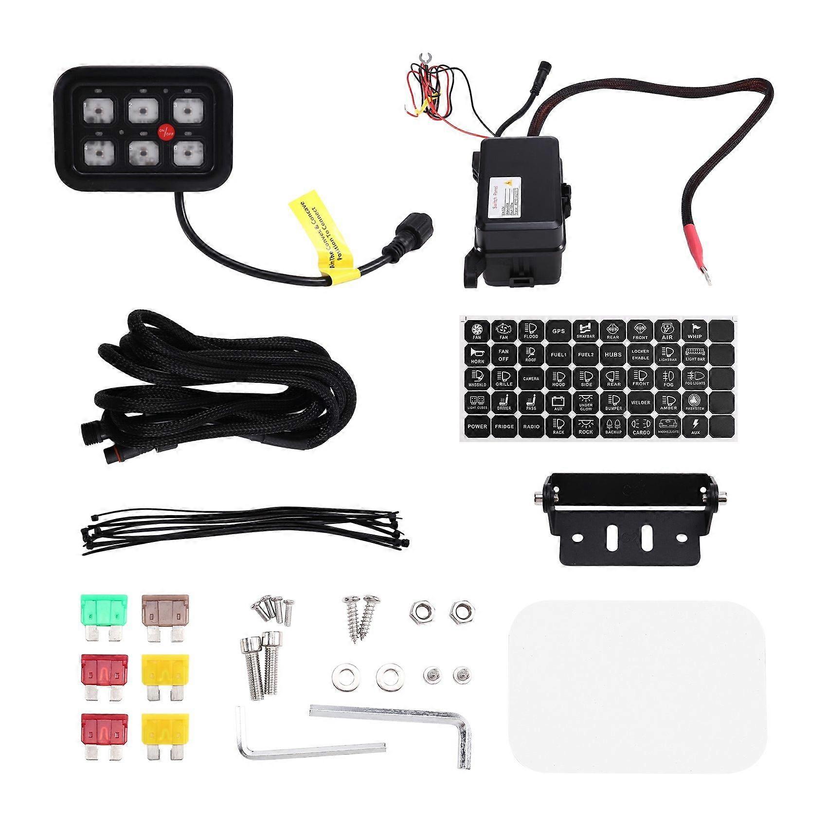 6 Gang Switch Panel LED Circuit Control Relay System Box Control Panel on-Off Switch Controller for Car ATV RV Off-Road
