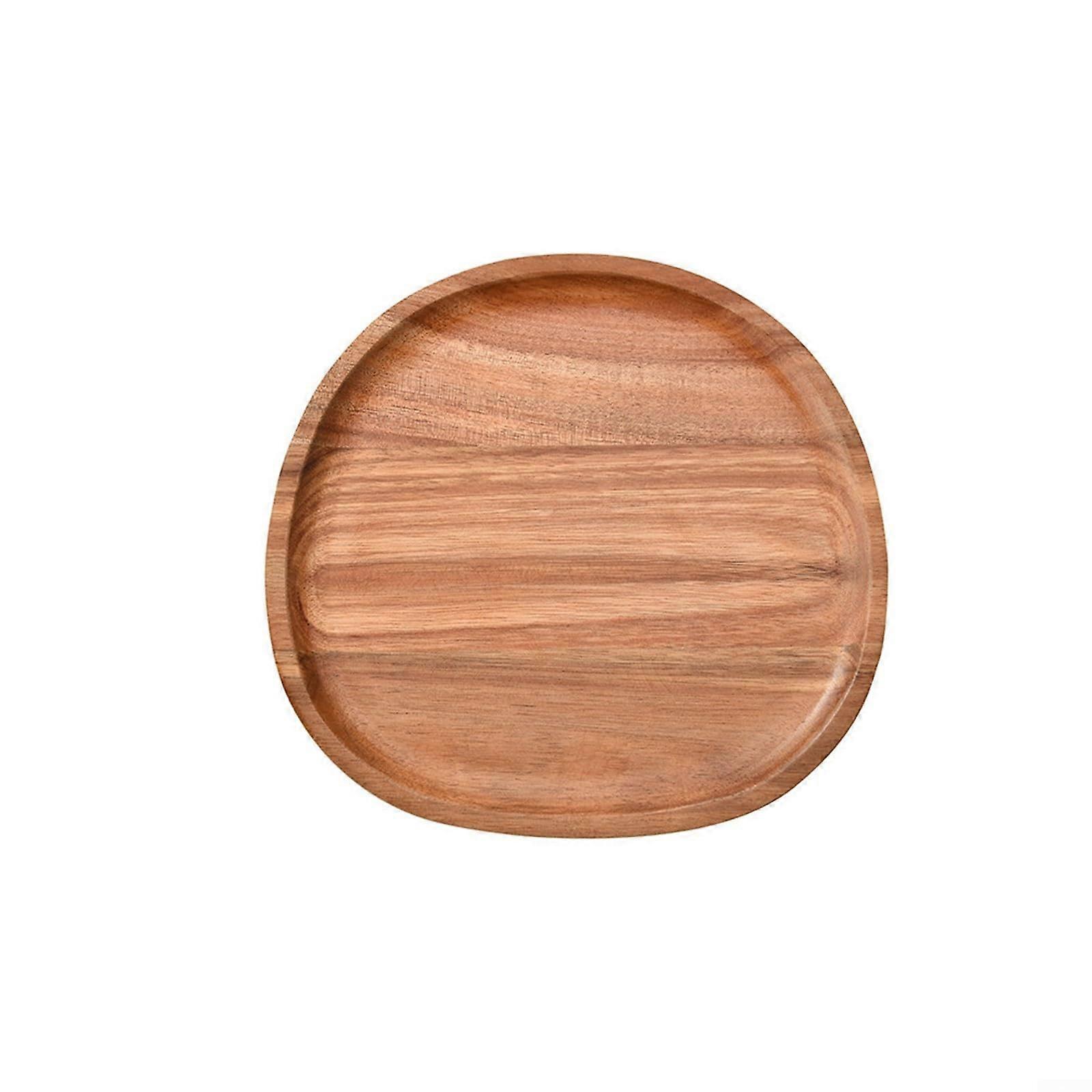 Irregular Oval Wooden Serving Tray Solid Wood Platter for Snacks Fruits Desserts Medium Size