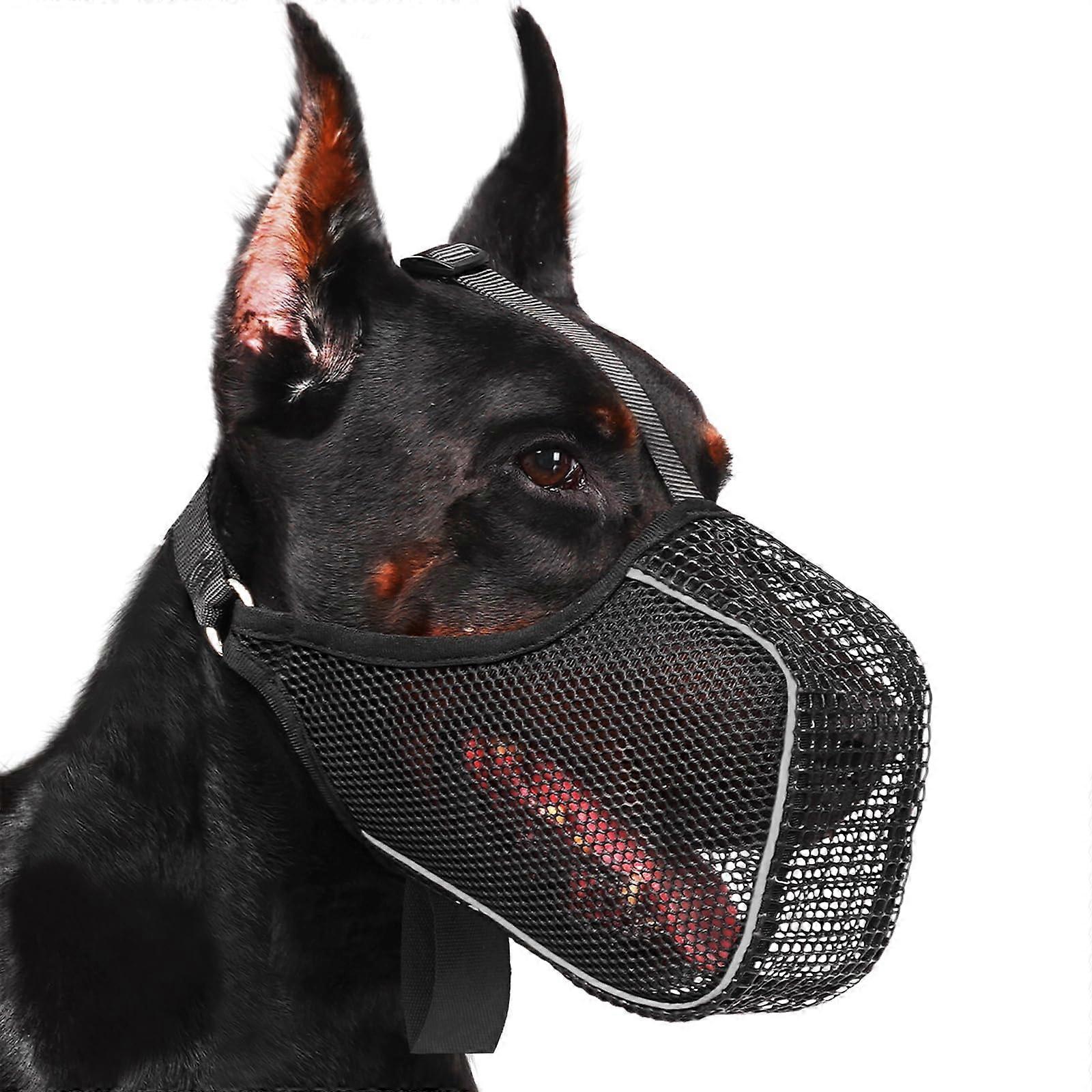 Dog Muzzle for Small Breeds, Soft Mesh with Panting Room, Reflective Strips, Adjustable XXS