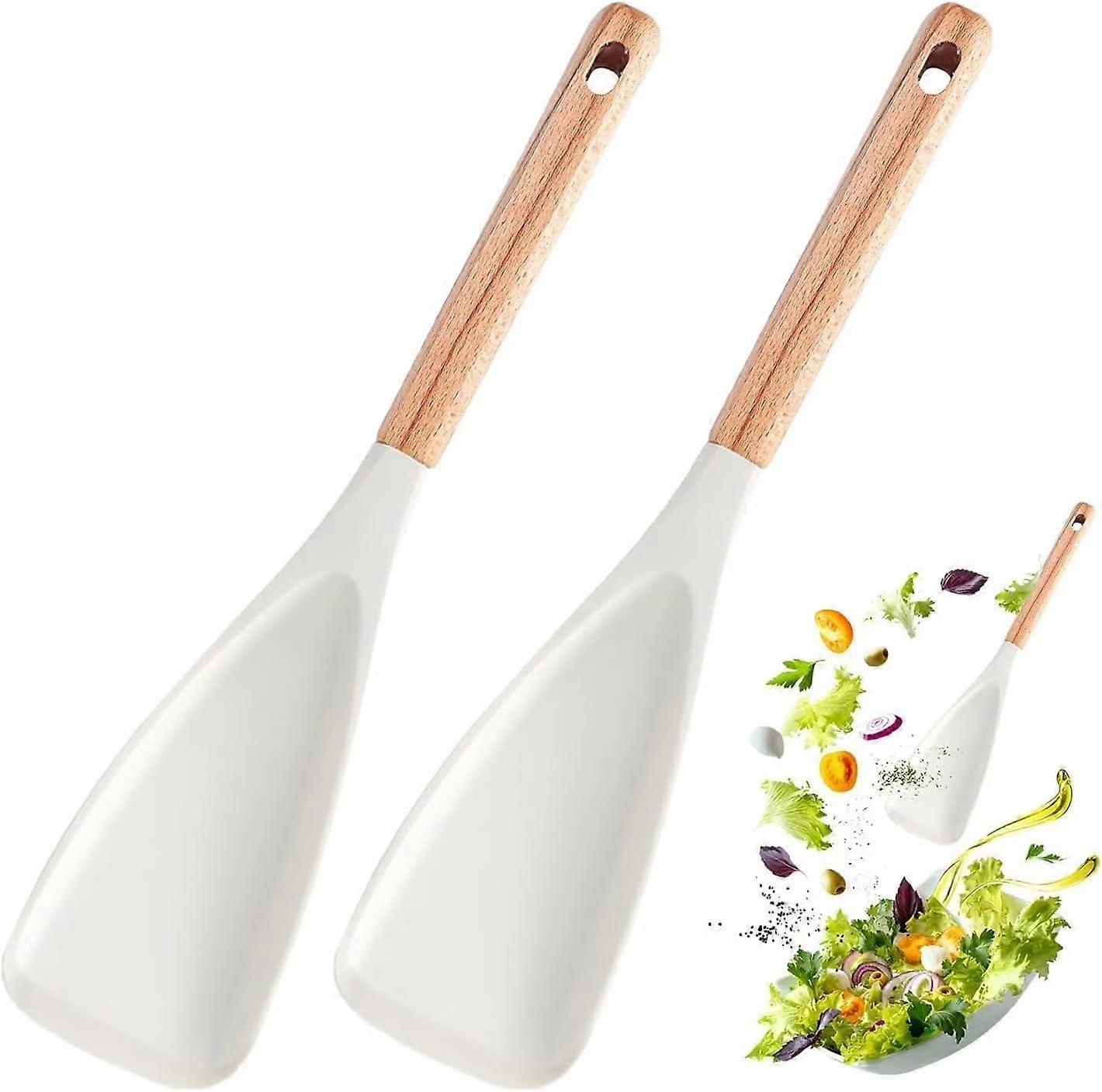 Silicone Cooking Spoon and Multifunction Spatula Set, Ergonomic Comfort Grip, 2PCS White
