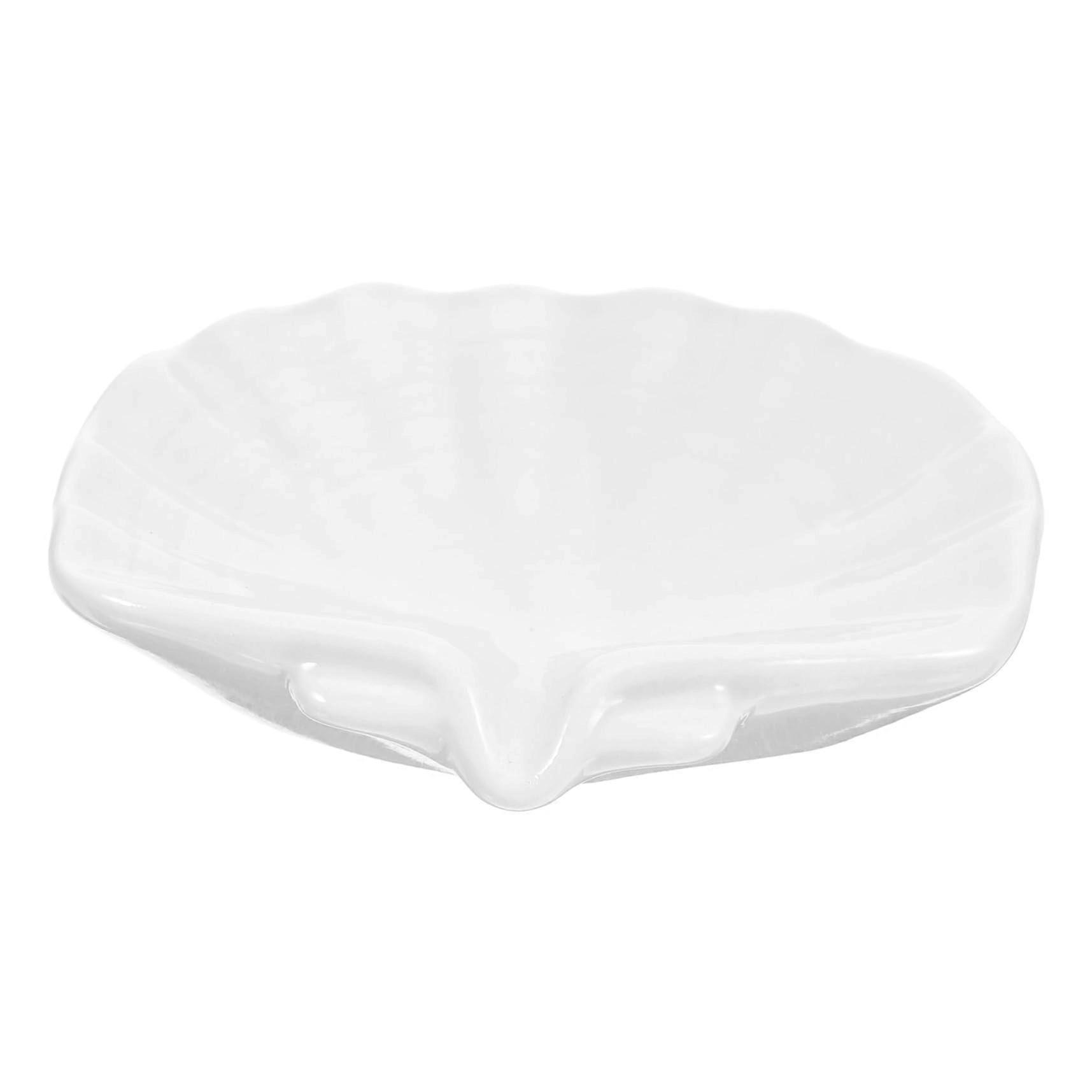 Ceramic Shell Soap Dish with Quick Drainage White Bathroom Holder for Vanity and Easy Cleaning