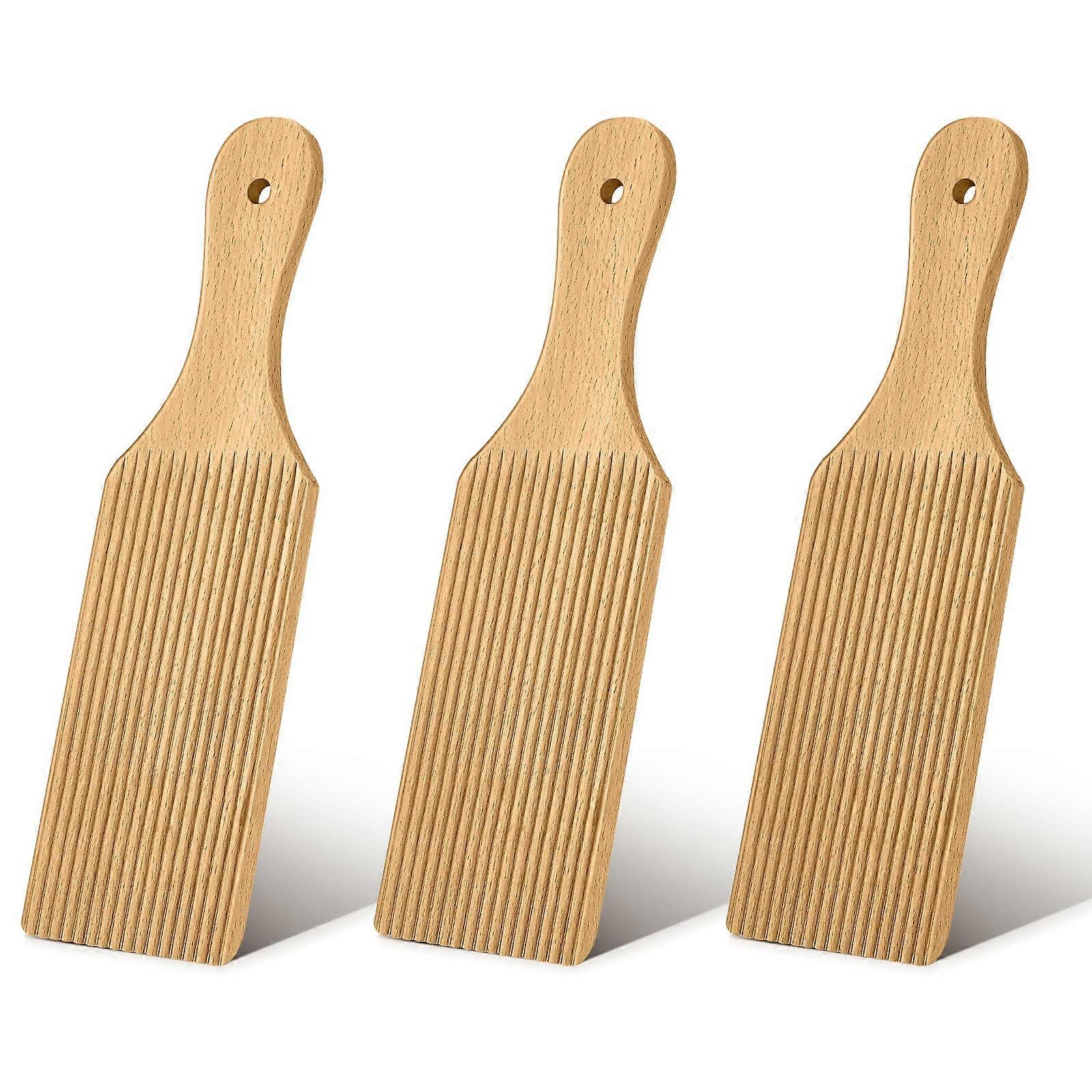 Gnocchi Board Wooden Pasta Maker Set 3 Pcs for Authentic Texture and Easy Dough Rolling