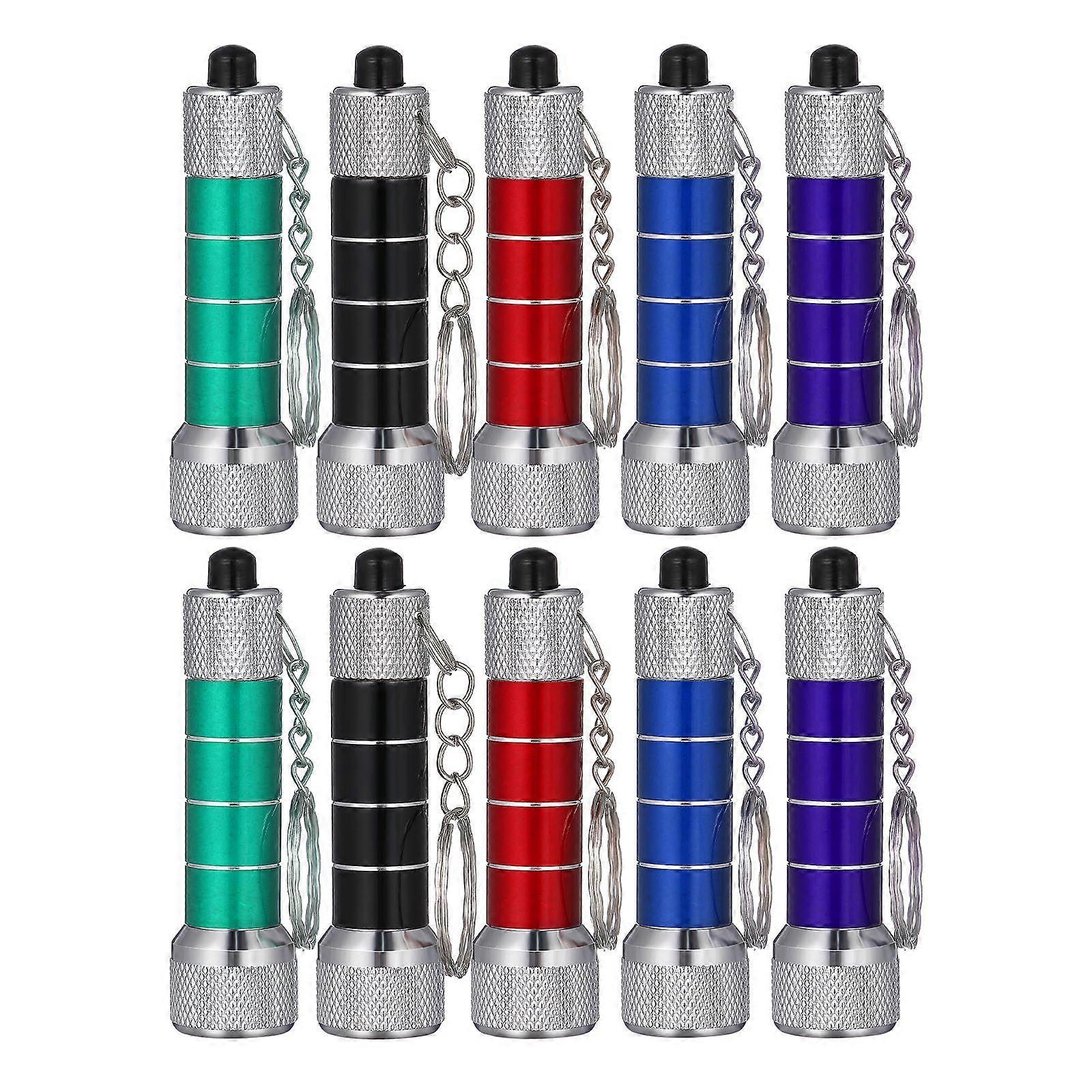 10pcs Mini Flashlight Creative 5 LED Powerful Flashlight Keyring Torch Keychain for Kids Random Color