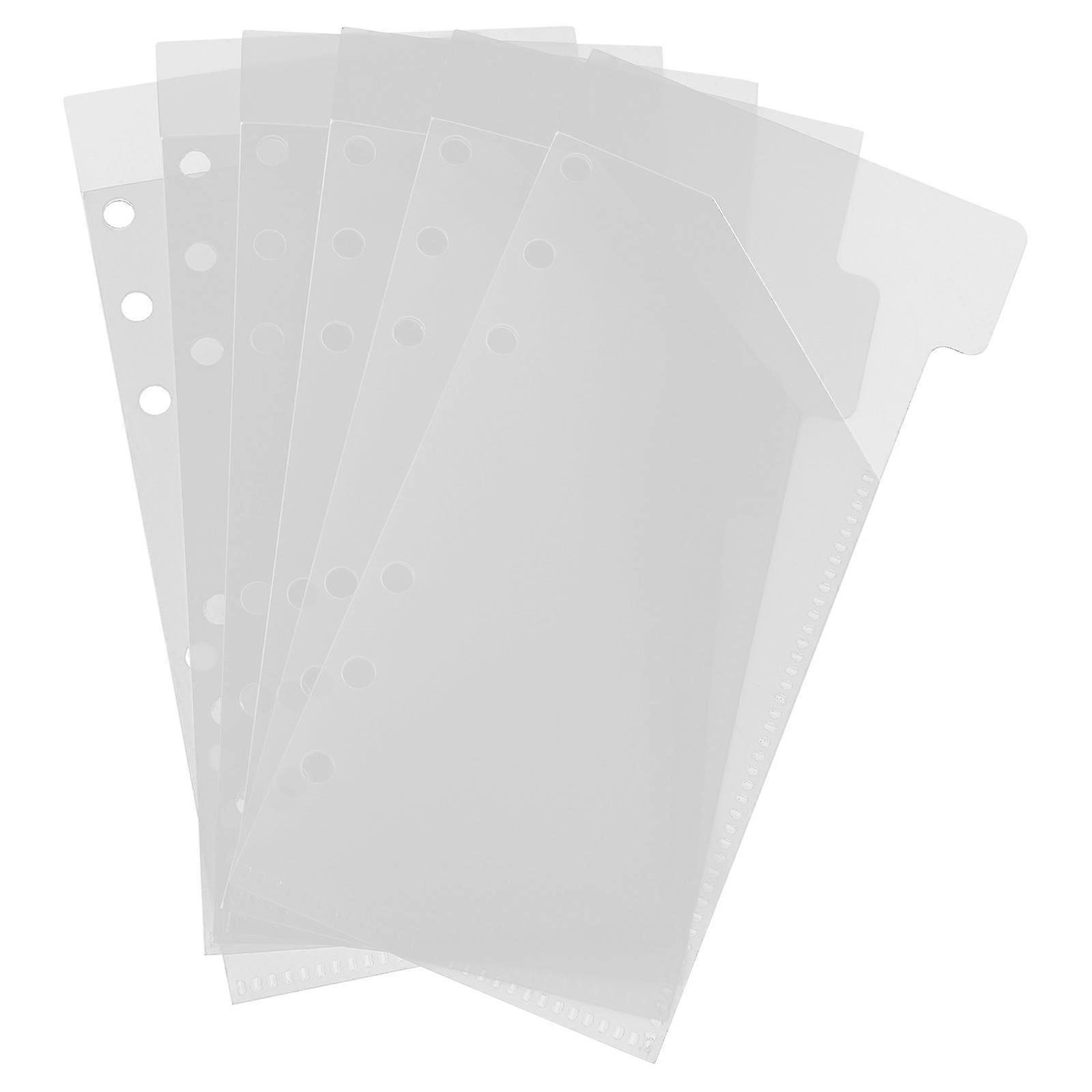 Transparent PP Binder Pockets, Loose Leaf Binder Bags Compatible with Notebook, 6 Sheets, Waterproof File Organizer for Office School
