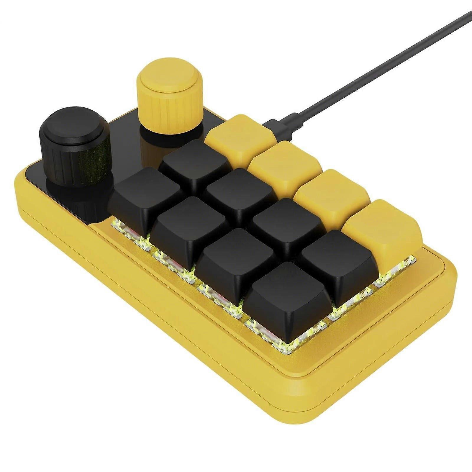12 Key Mechanical Macro Keypad with Dual Rotary Controls RGB Backlit Programmable Pad