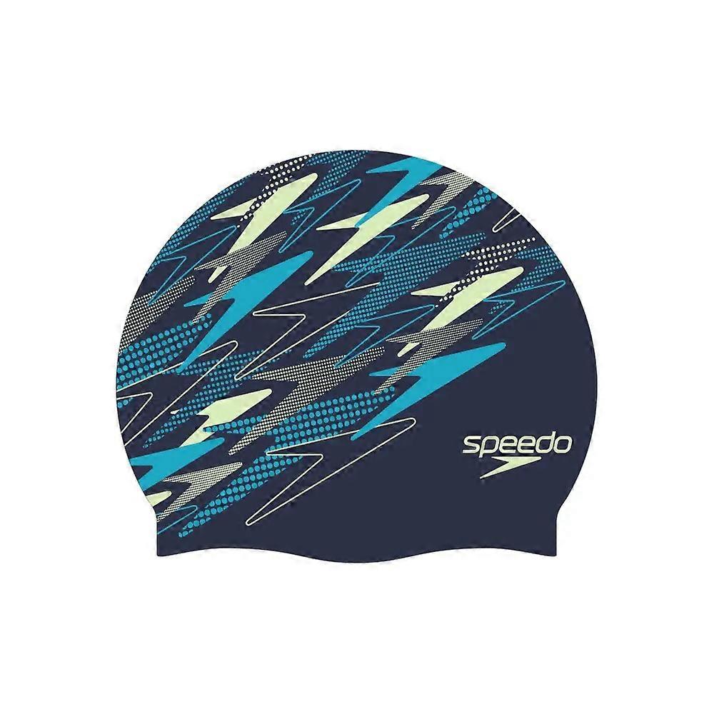 Speedo Printed Silicone Swimming Cap - Teal/Blue
