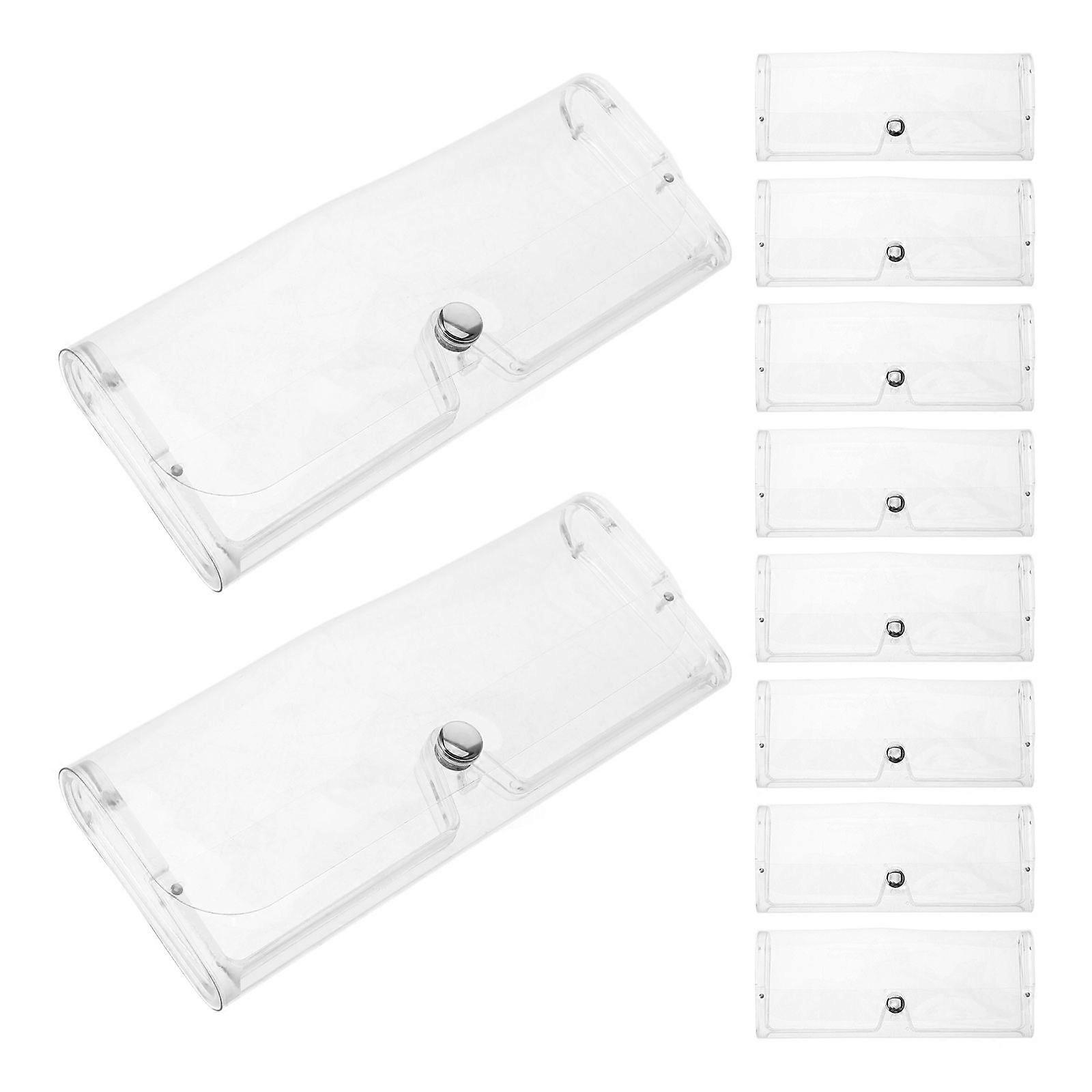 10pcs Glasses Cases Clear Eyeglasses Case Transparent Plastic Sunglasses Protective Case with Button