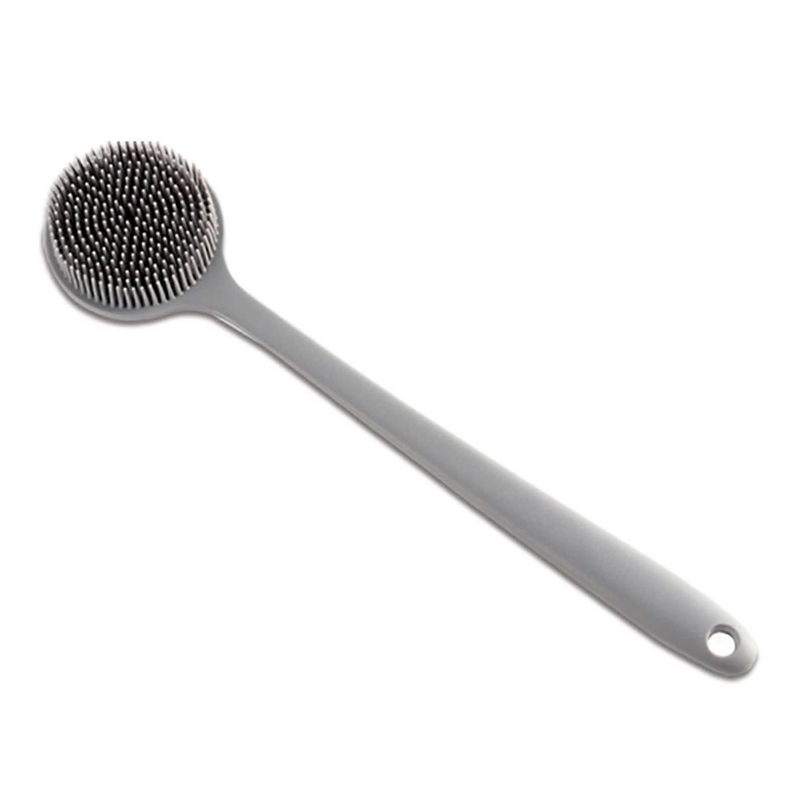 Bath Brush with Long Handle Back Scrubber, DoubleSided Exfoliating and Massage, Light Grey