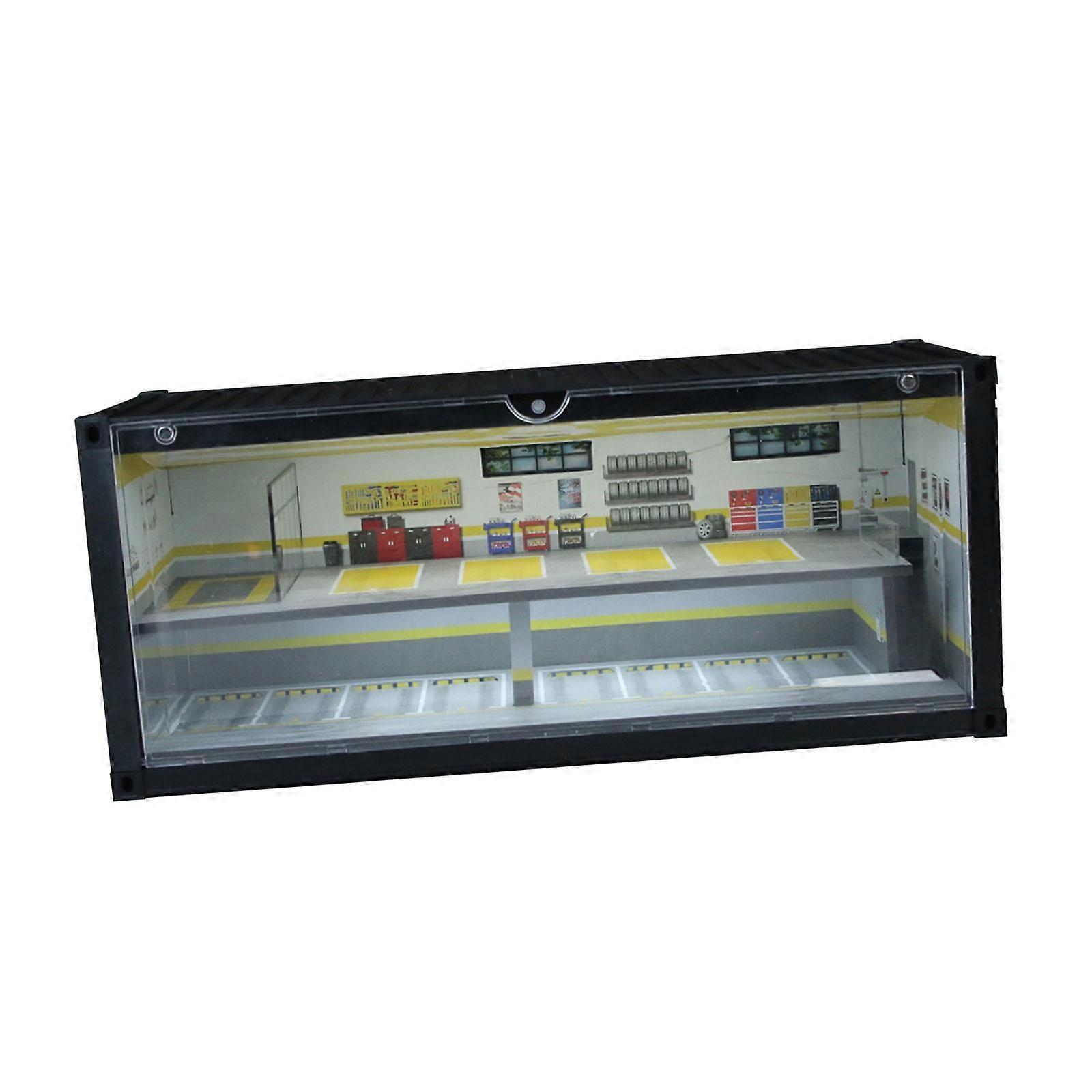 1:64 Scale Car Garage Moldel Simulated Dustproof Backdrop Background Lighted