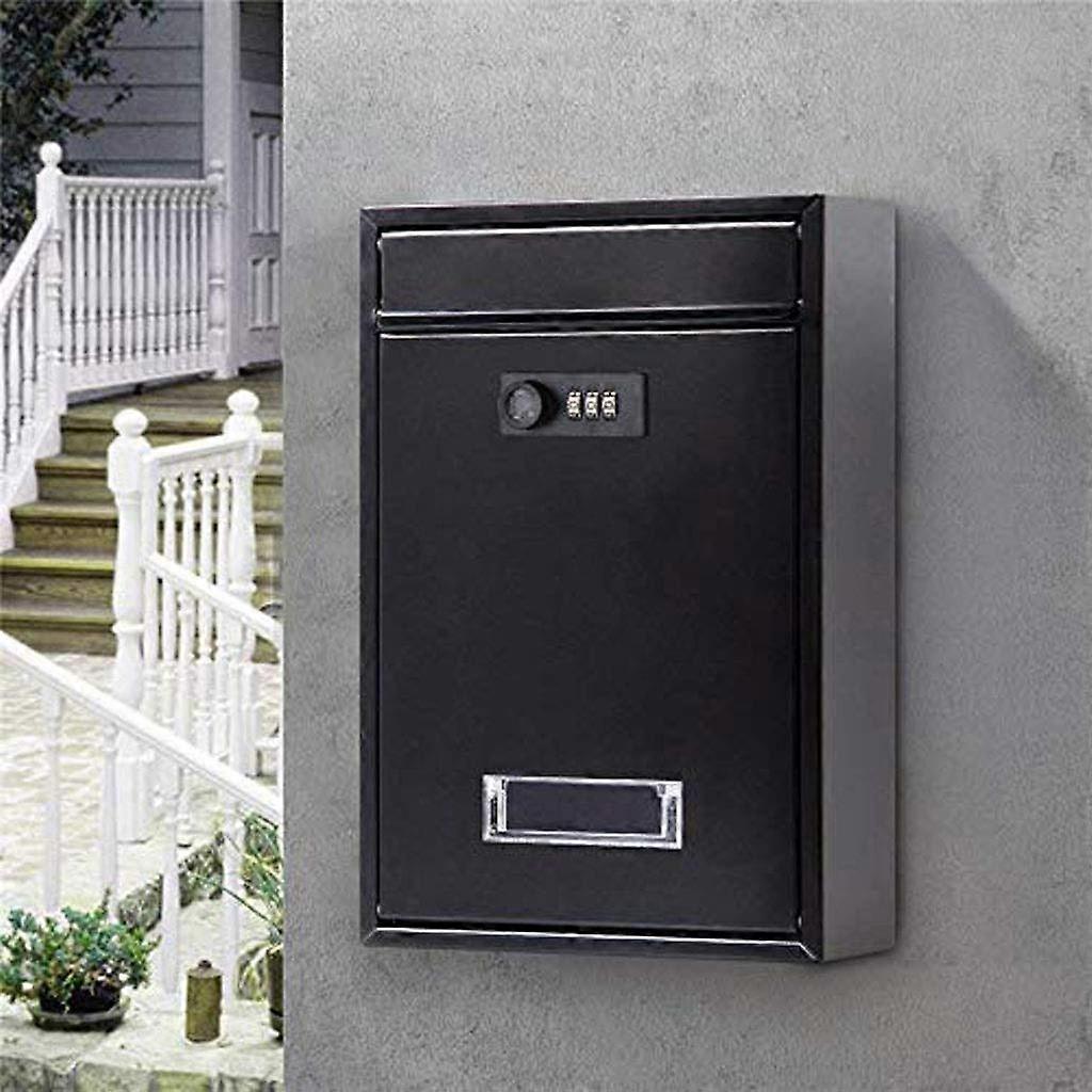 Locking Iron Wall Mounted Mailbox Waterproof Small Outdoor Password Lock Letterbox