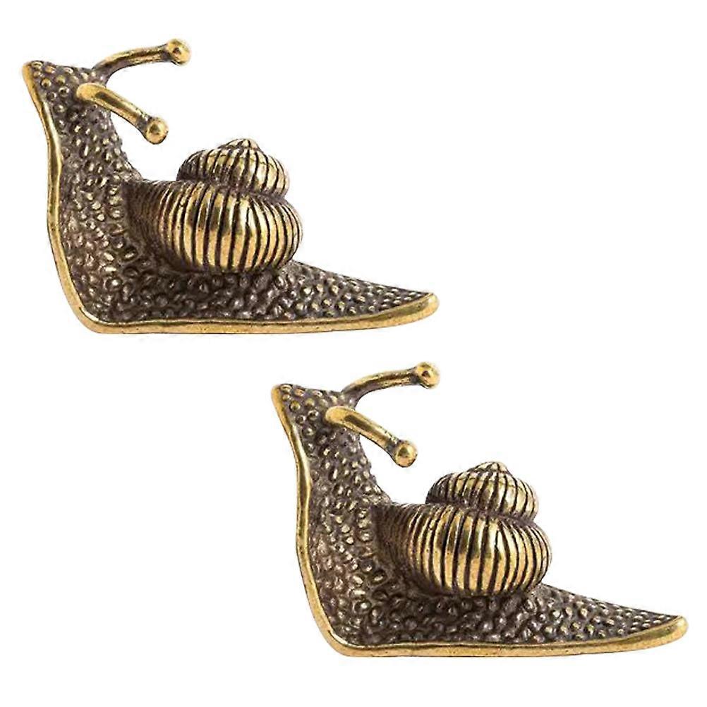 Copper Snail Models for Decor 2Pcs Tea Pets Snail Shaped Ornaments