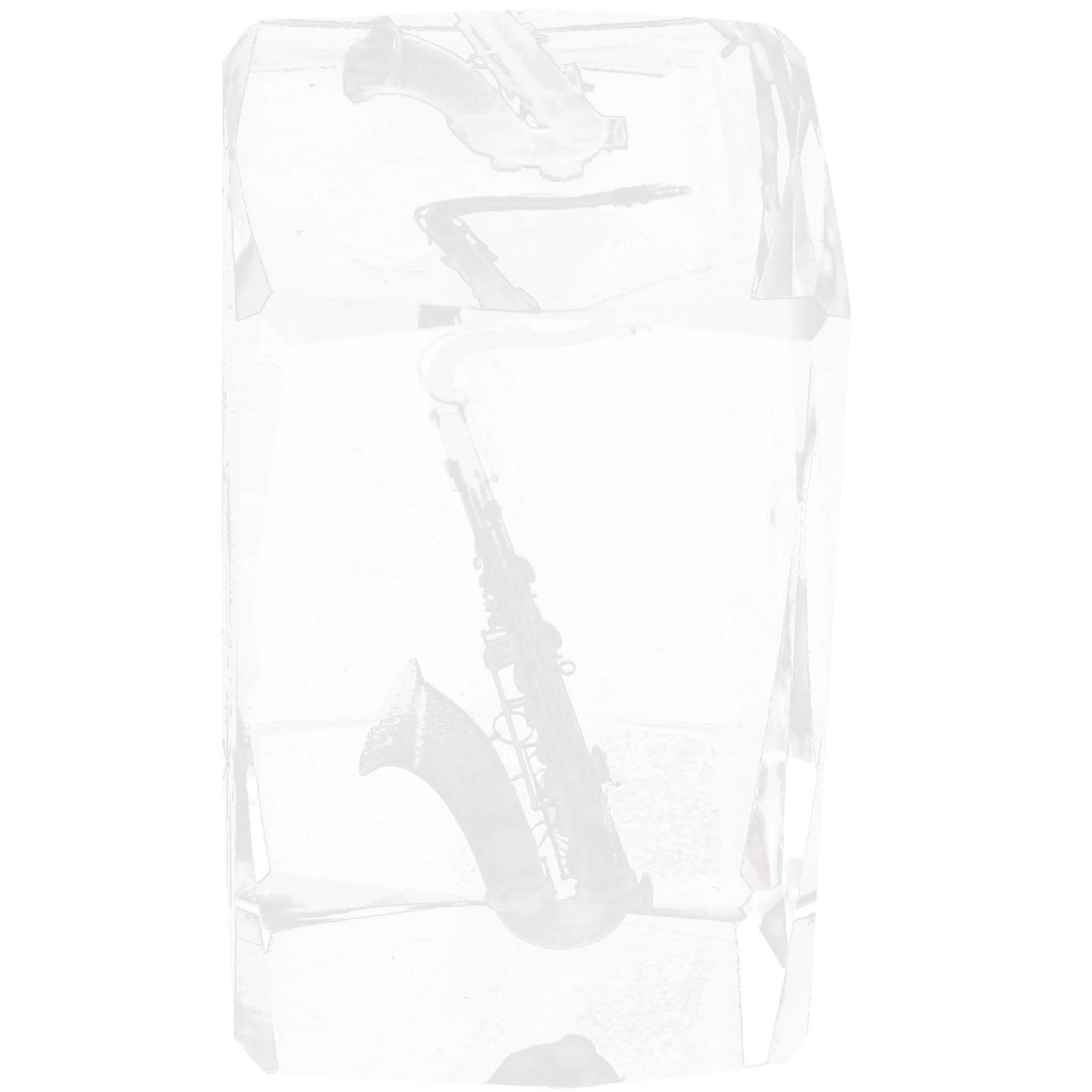Saxophone Engraving Crystal Cube for Office Decor Crystal Paperweight