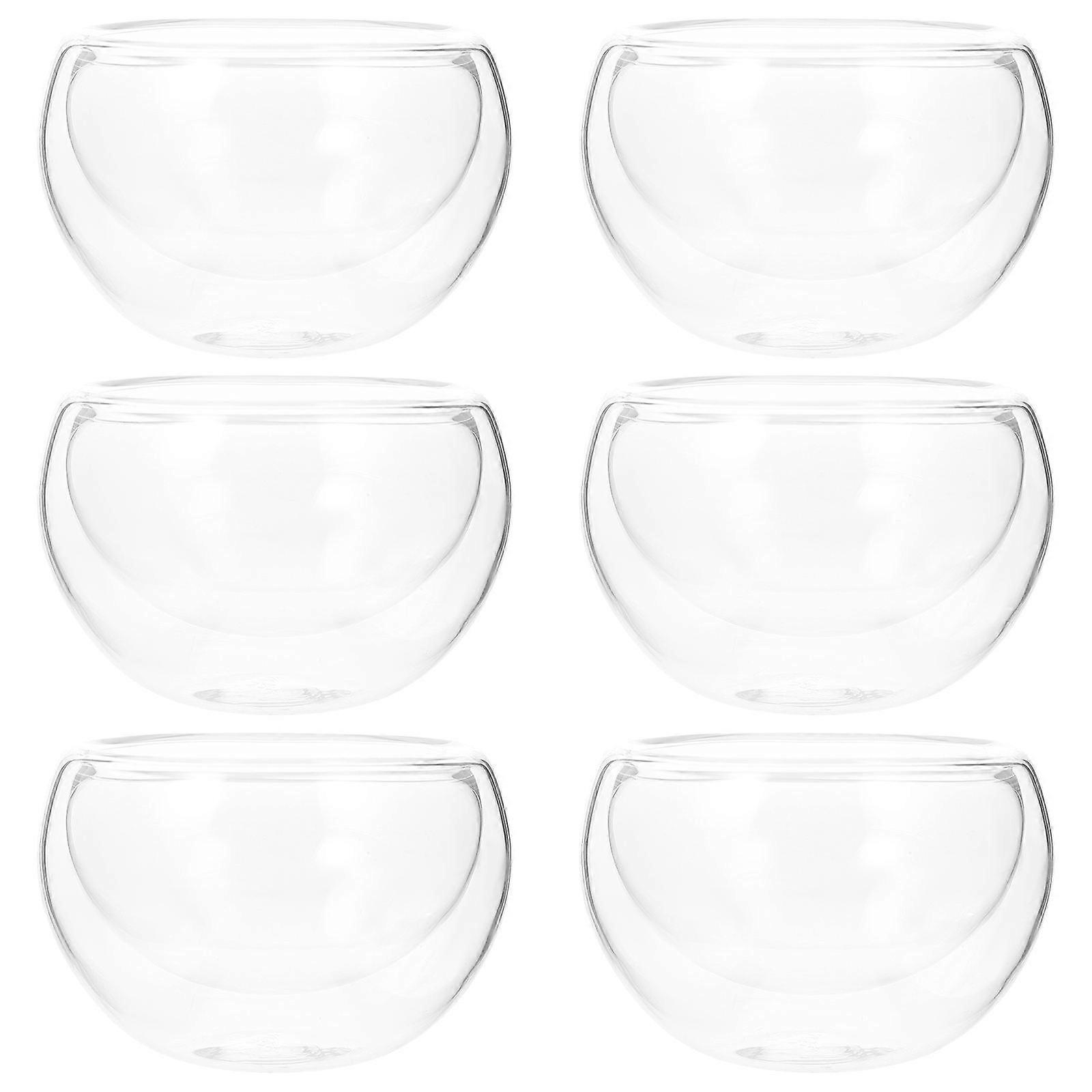 Double-Layer Glass Tea Cup for Drinking 6Pcs Transparent Glass Mugs Set