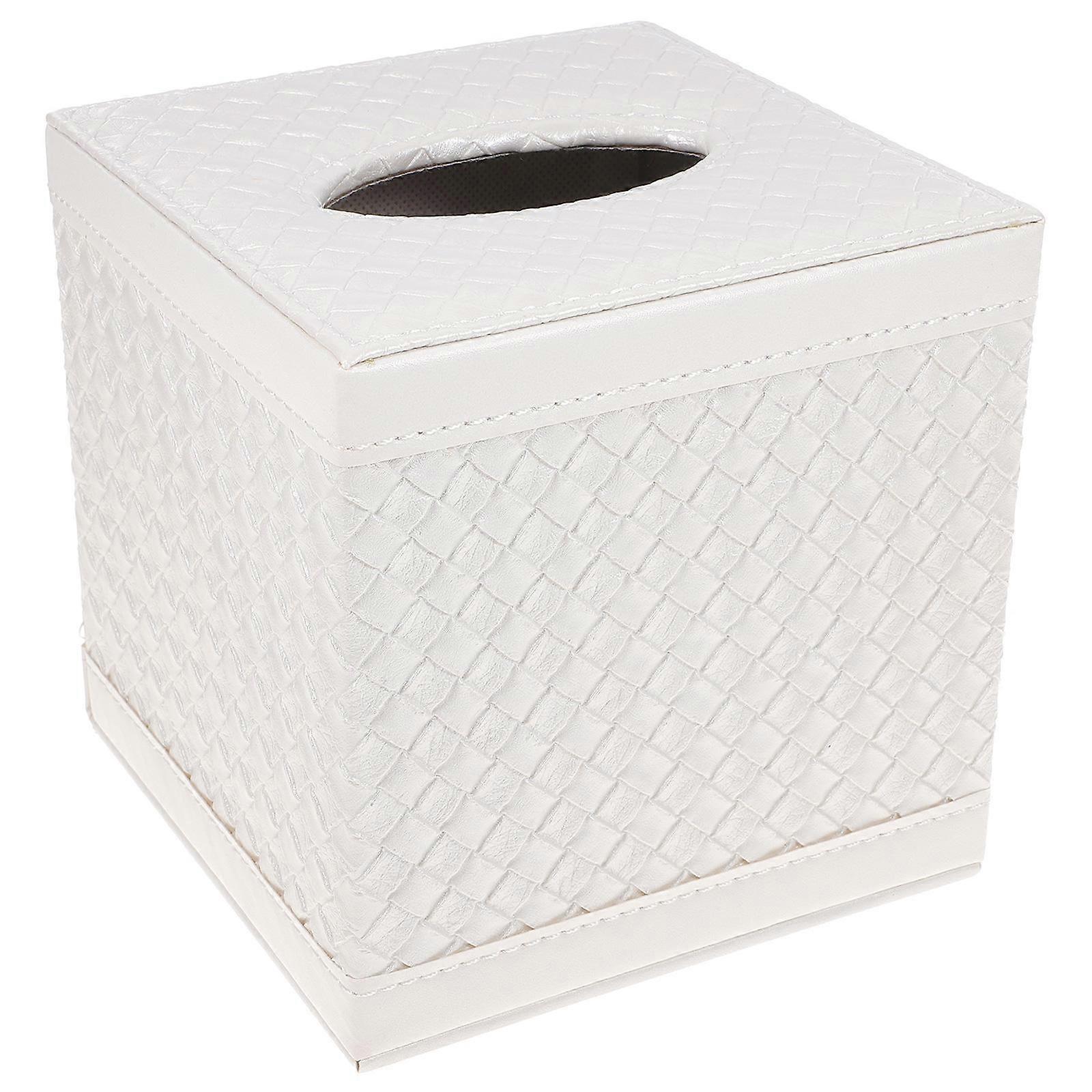 Tissue Box Cover for Storage Tissue 1Pcs White Quilted Design