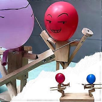 2024 New Balloon Bamboo Man Battle|Handmade Wooden Fencing Puppets| Battle Bots| Wooden Bots Battle Game for 2 Players| Fast-Paced Balloon Fight| Whack a Balloon Party Games| Fun Games (100 Balloons