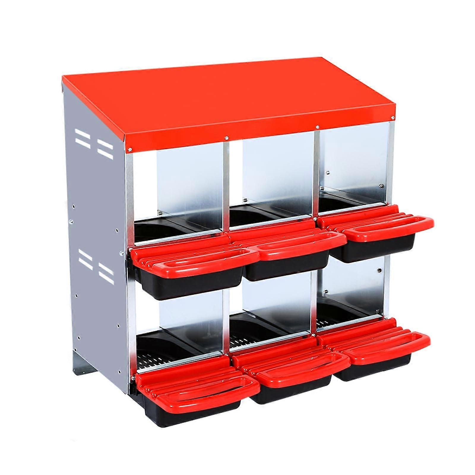Chicken Nesting Boxes Metal Roll Out 6 Compartment Easy Wall Mount Smart Egg Collection for Hens