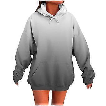 Felpa con cappuccio da donna con stampa sfumata, lunga, a maniche lunghe, casual, comoda, elegante, da indossare tutti i giorni, versatile capo alla moda.