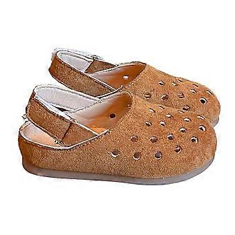 Zomersandalen voor peutermeisjes, strandsandalen met zachte zool en holle gaten, geschikt voor meisjes en jongens, bruin, voor buitenspelen, 3-3,5 jaar.