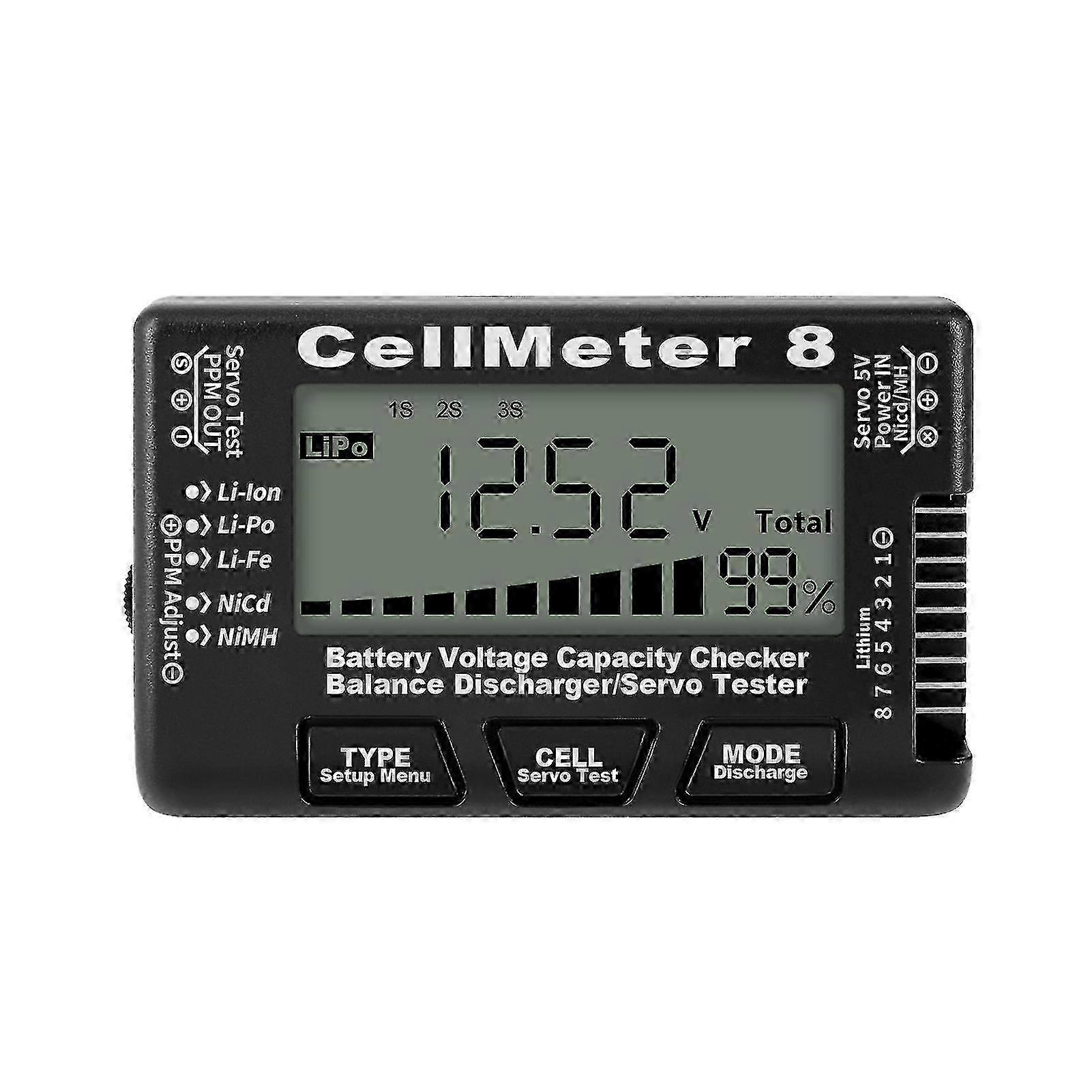 8-Cell Battery Tester with LCD Display and Discharge Function for Digital Battery Capacity Analysis
