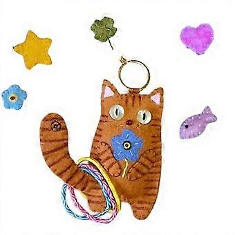 Cute Mini Cat Pouch Keychain, Creative Felt Cat Key Ring Holder, Portable Novelty Key Organizer for Daily Use