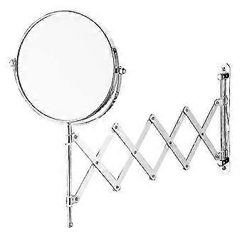 TQ-210 8 Inch 1X / 10X Magnification Double Sided Makeup Mirror Wall Mounted Retractable Folding Vanity Mirror