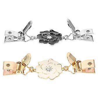 Flower Sweater Collar Clip for Casual Wear Durable Alloy Clothing Holder 2Pcs