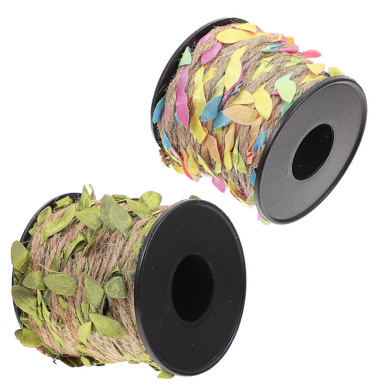 2 Rolls Leaf Hemp Rope DIY Decoration Multi-function DIY Simulated Leaf Rattan