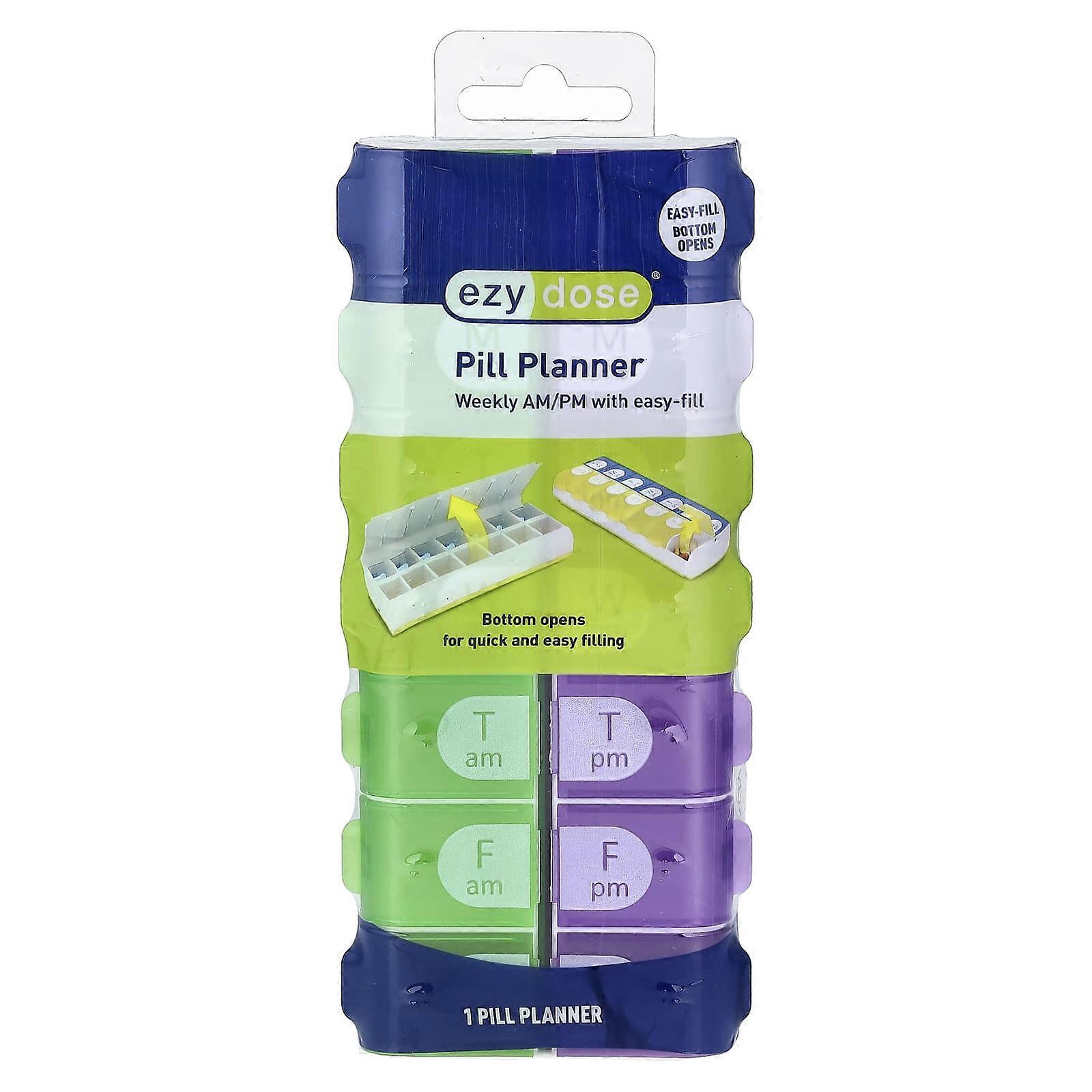 Ezy Dose, Pill Planner, Weekly AM/PM with Easy-Fill, 1 Count, 2-Pack