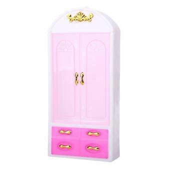 30cm dukker miniature garderobe plastik lyserød skab dukkehus prinsesse soveværelse møbler realistisk model piger favorit pink