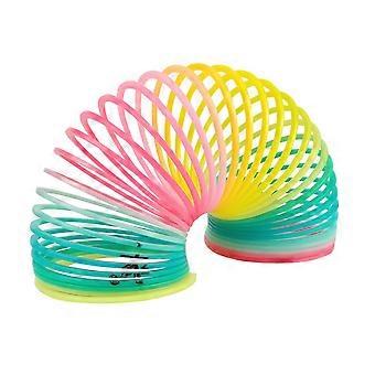 Rainbow Spring Ring Toy - Stretchable, Stress Relief, Vibrant Colors, 9cm